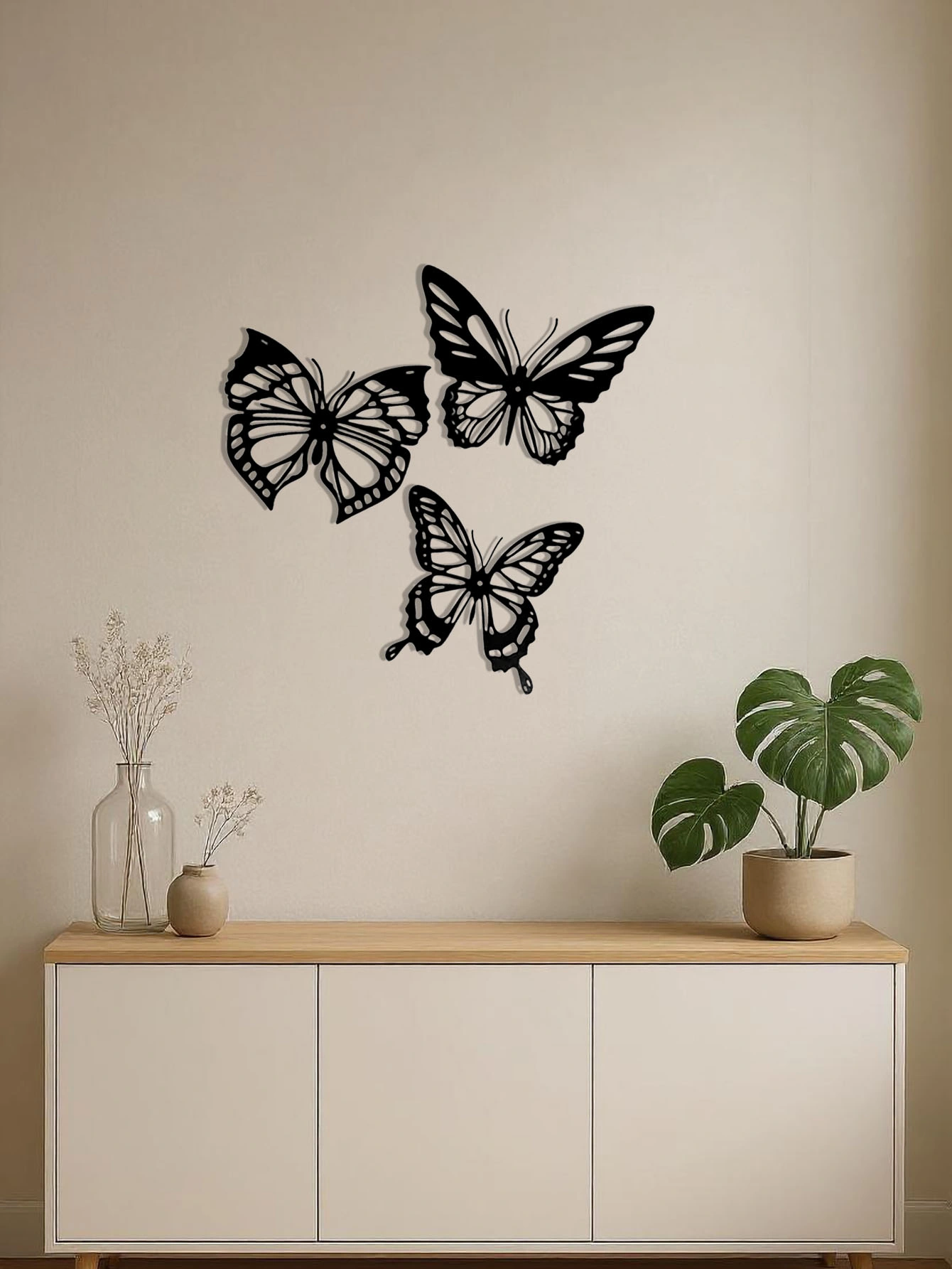 CIFbuy™ Graceful Insect Metal Wall Accents 3 pcs Featuring Black Dragonfly Hummingbird Butterfly Designs Delicate Hanging Wall Decoration for Gardens view 4