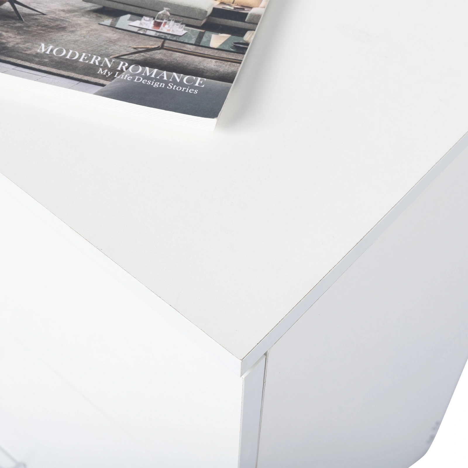 3-Drawer Tall Cabinet Particleboard Bedside Table with Textured Melamine Finish White view 17