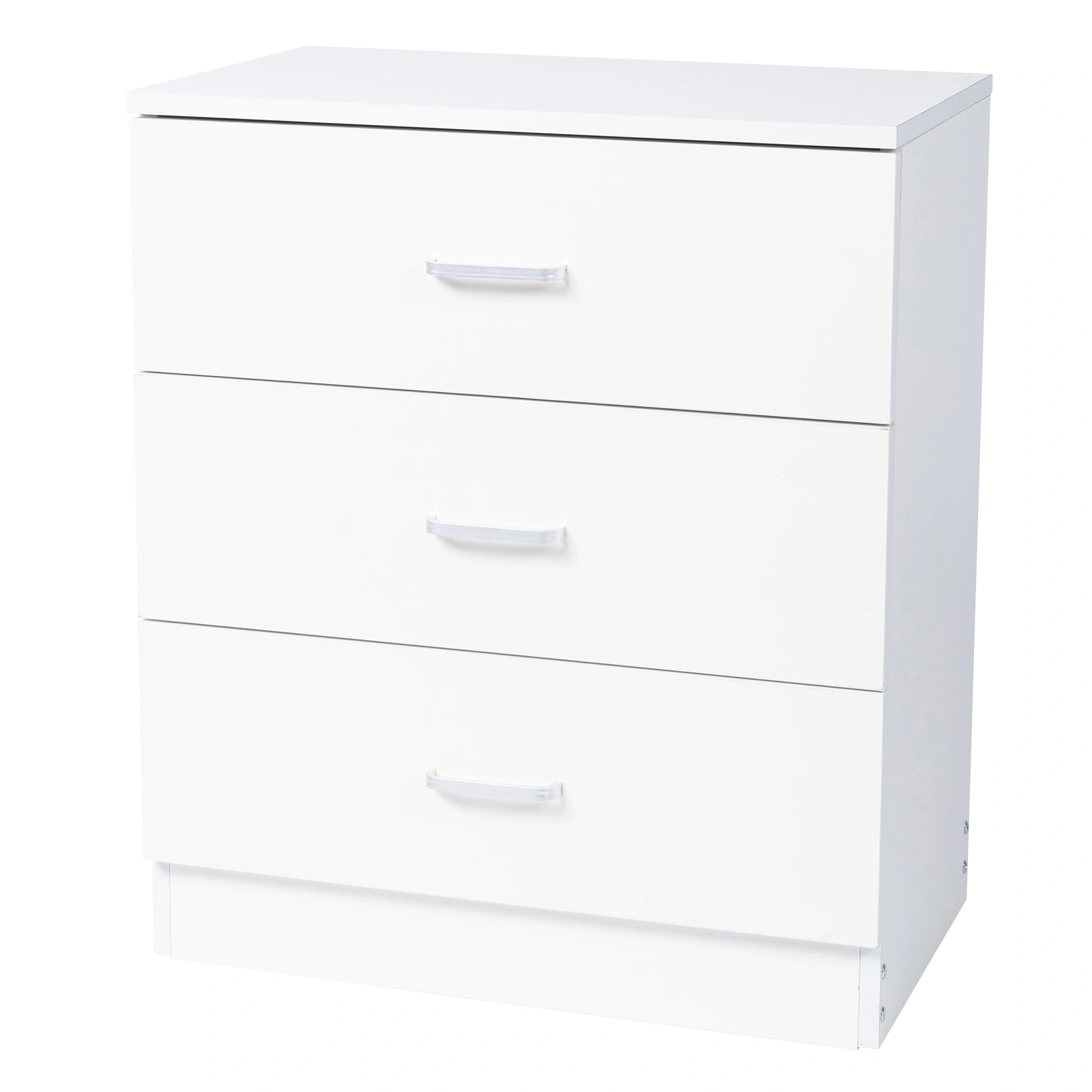 3-Drawer Tall Cabinet Particleboard Bedside Table with Textured Melamine Finish White view 3