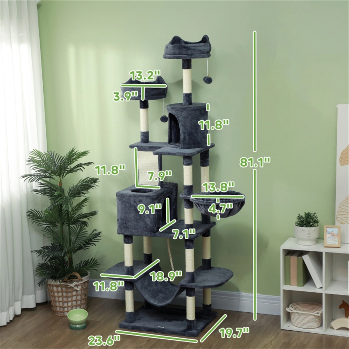 Cat Tree Tower Condo with Sisal Scratching Post, Kittens & Large Cats, Multi-Level Perch Bed Platform for Playing Sleeping & Relaxing view 7