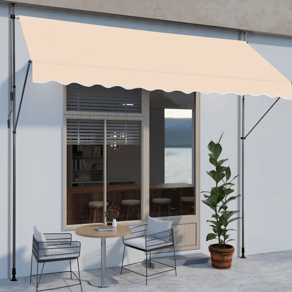 118.1"D x 47.2"W x(78.7 -118.1)"H Retractable Awning Khaki view 3