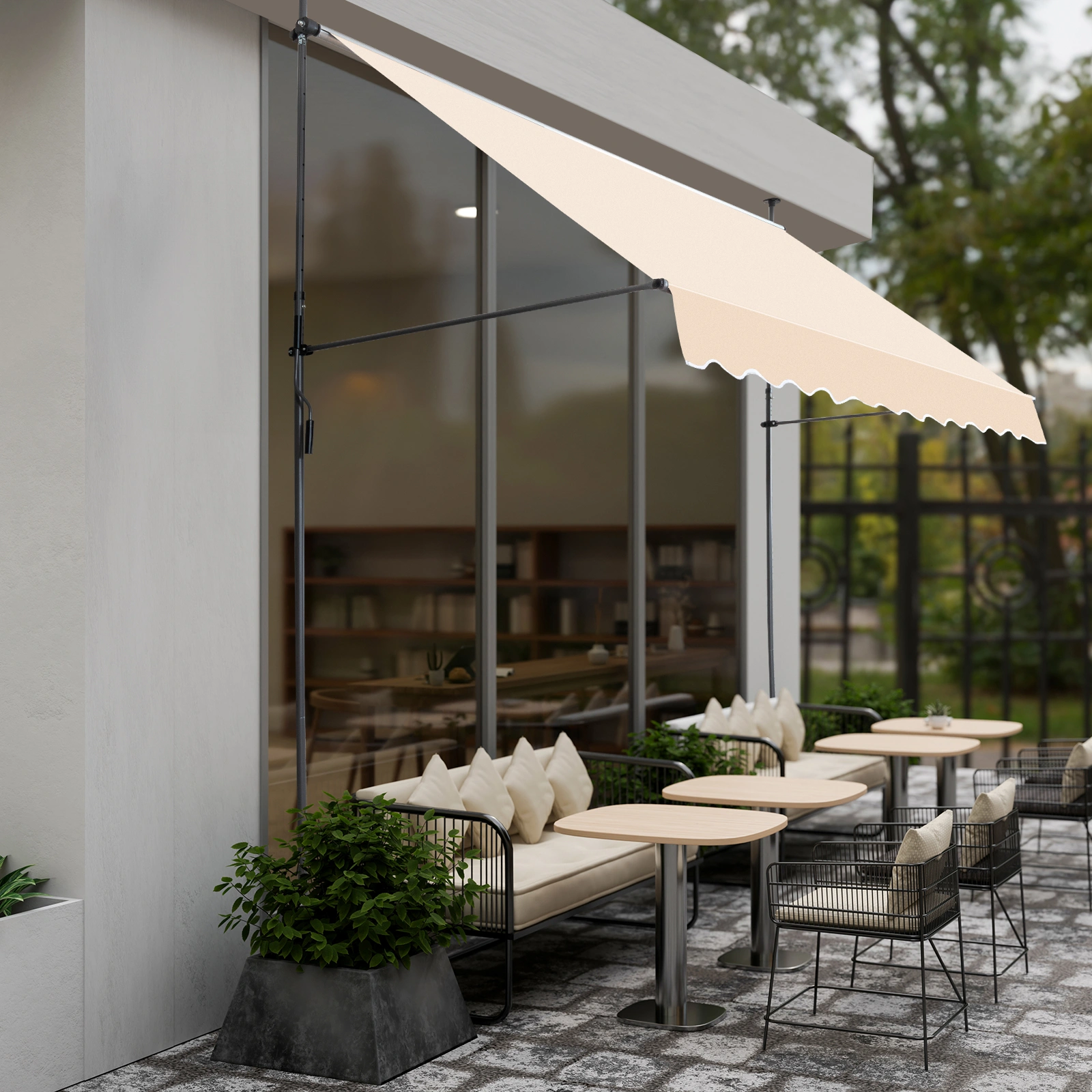 118.1"D x 47.2"W x(78.7 -118.1)"H Retractable Awning Khaki view 5