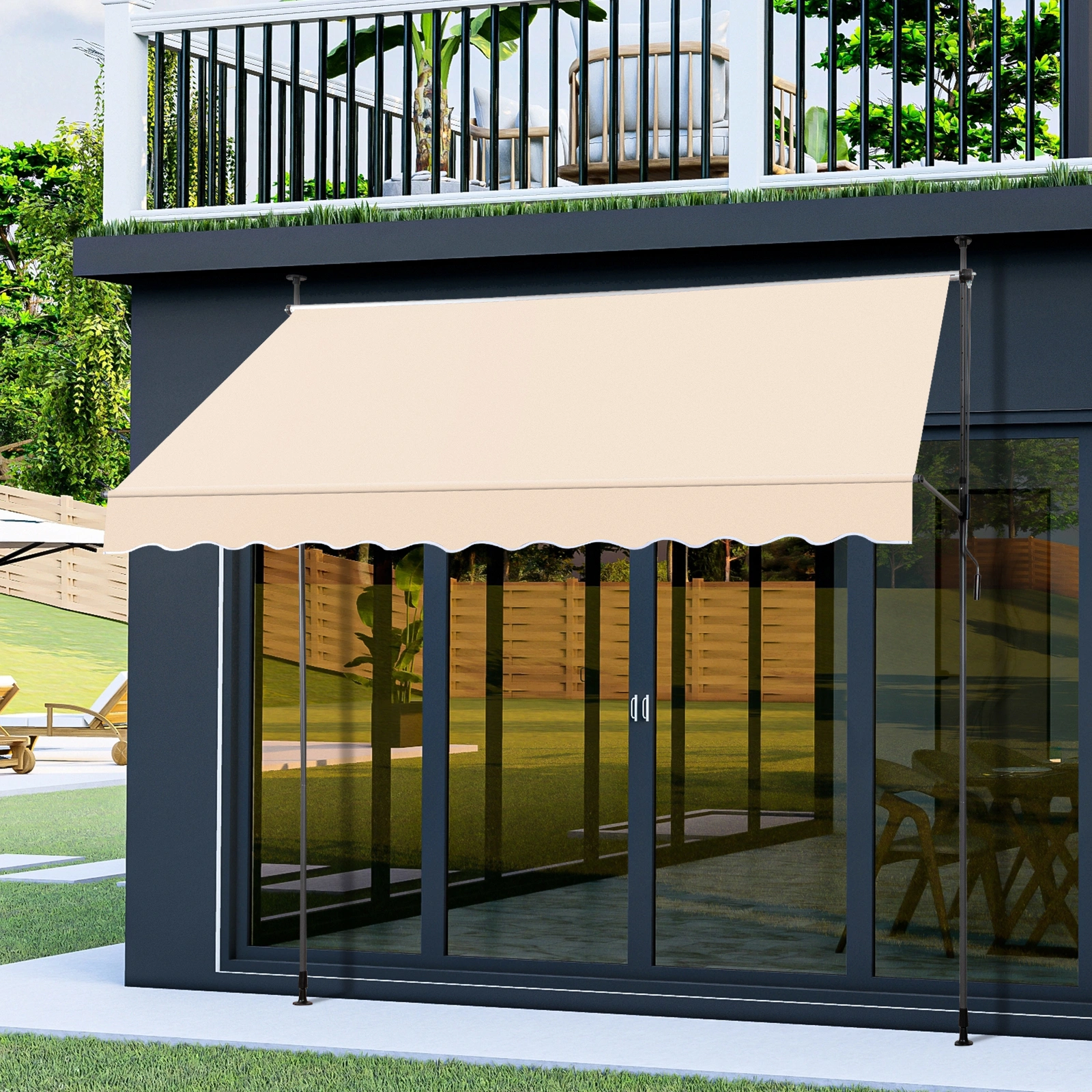 118.1"D x 47.2"W x(78.7 -118.1)"H Retractable Awning Khaki view 6