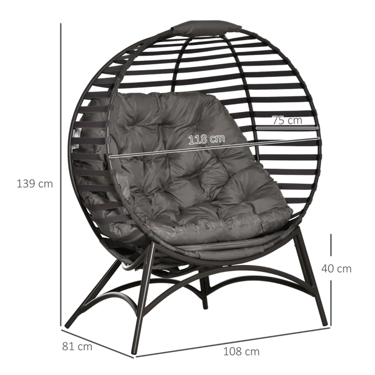Portable Folding Beach Lounge Chair Adjustable Reclining Chair Compact Lightweight for Outdoor Pool Side view 2