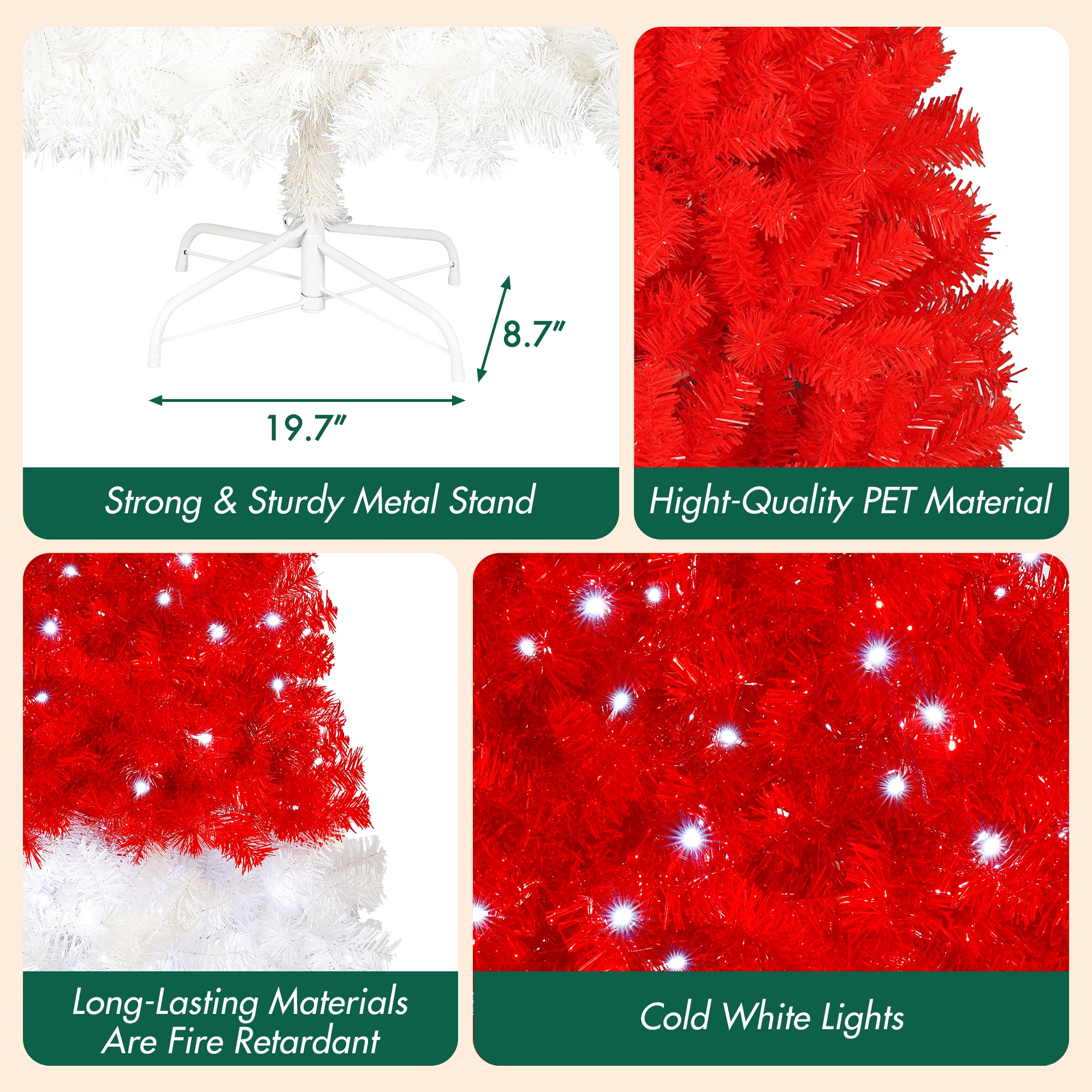 6FT Santa Hat Artificial Christmas Tree with LED Lights, 1050 Curved Tips, Whimsical Xmas Tree view 2