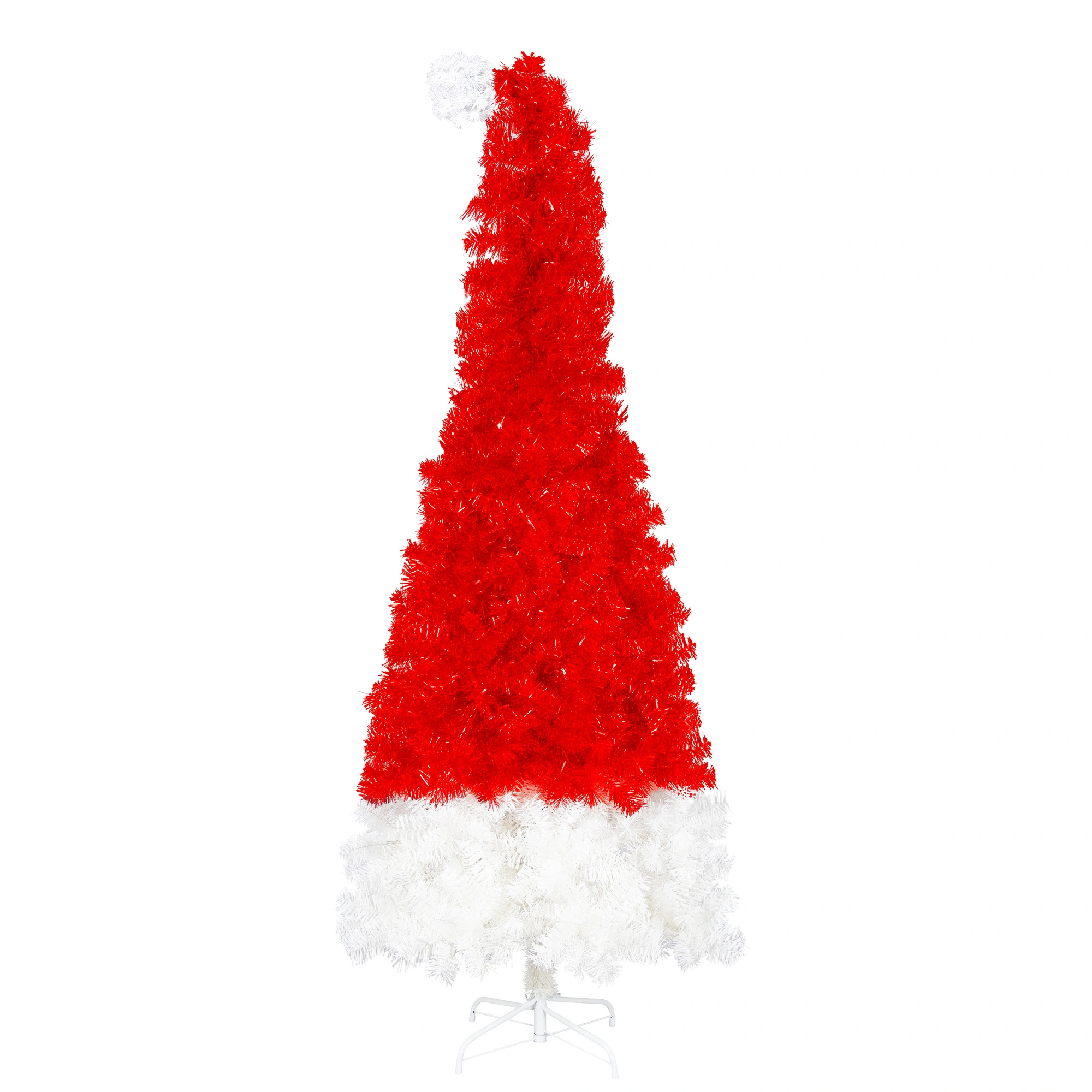 6FT Santa Hat Artificial Christmas Tree with LED Lights, 1050 Curved Tips, Whimsical Xmas Tree view 5