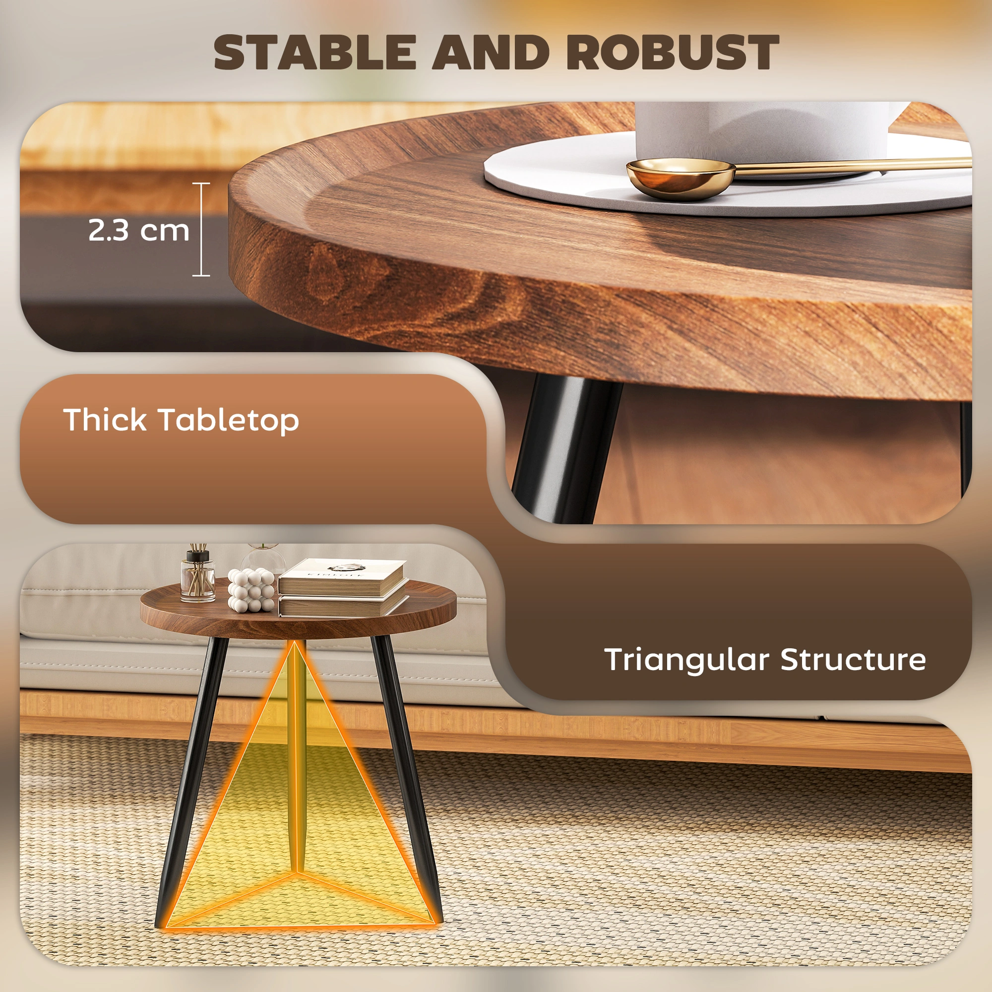 Rattan Coffee Table, Wicker Side Table for Living Room, Bedroom, Patio Outdoor Furniture view 4
