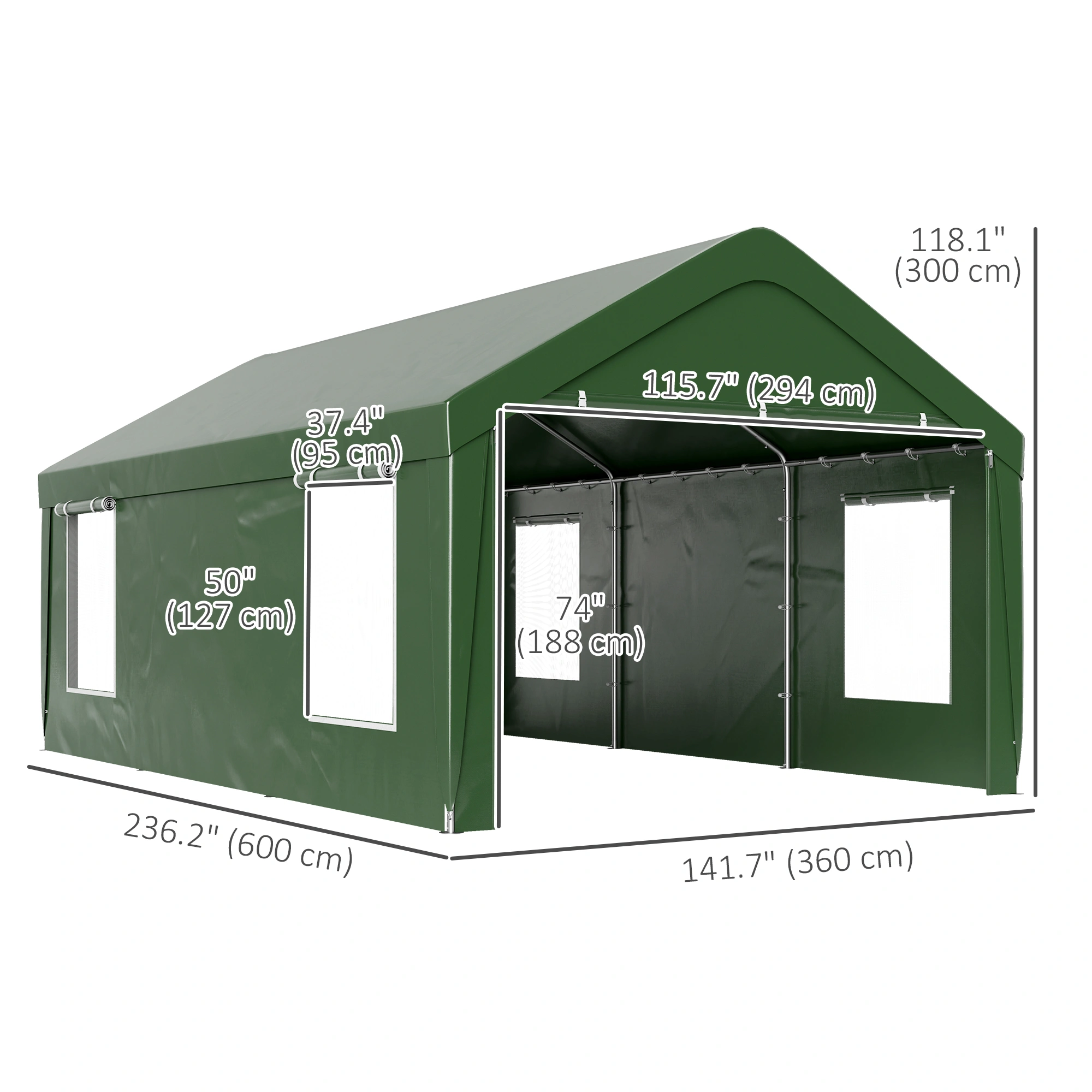 Heavy Duty Carport Canopy 10x15 ft, Steel Frame Outdoor Garage Shelter, Waterproof, Blue view 2