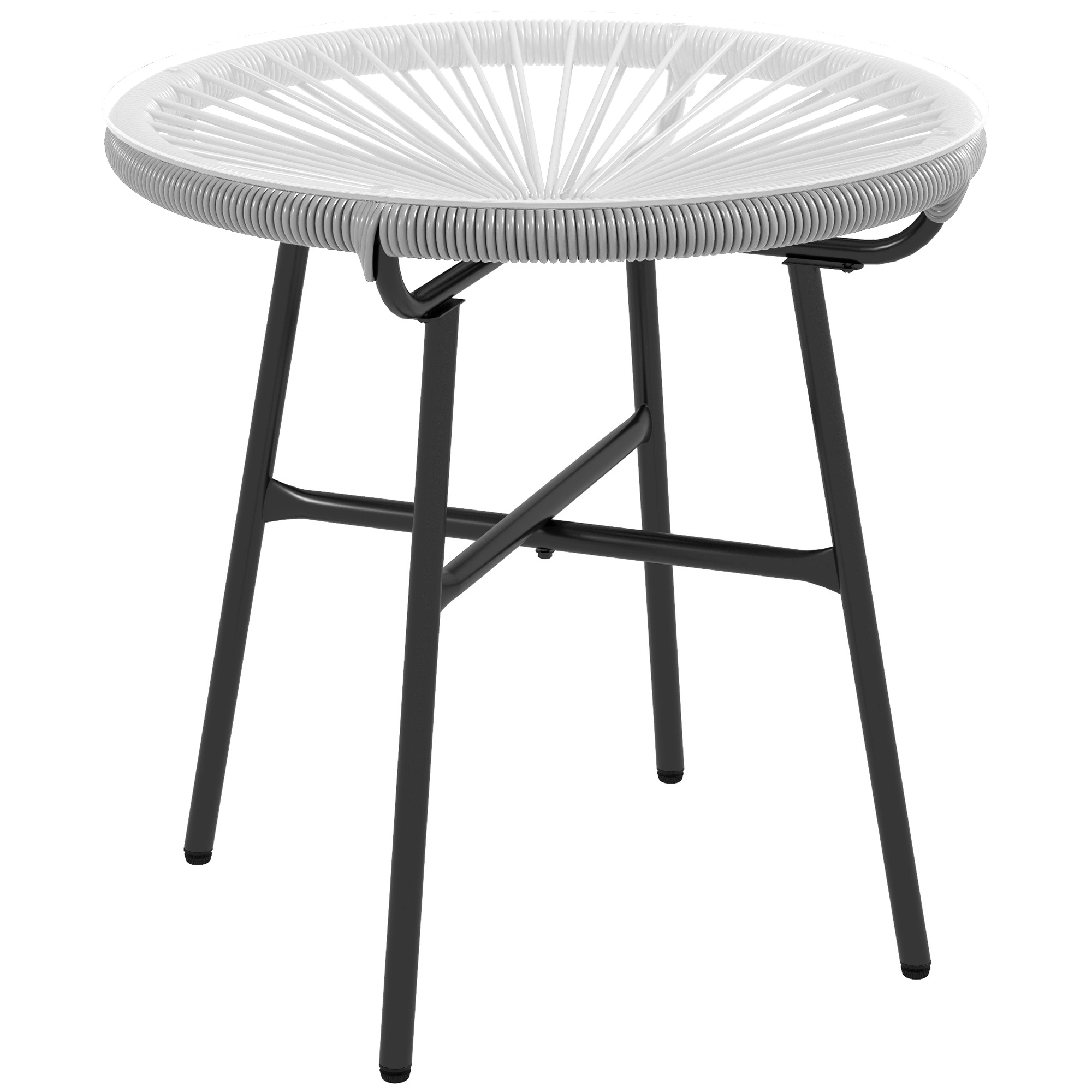 Rattan Coffee Table Set of 2, Small End Table Nightstand, Wicker Accent Table with Metal Frame for Bedroom Living Room view 2