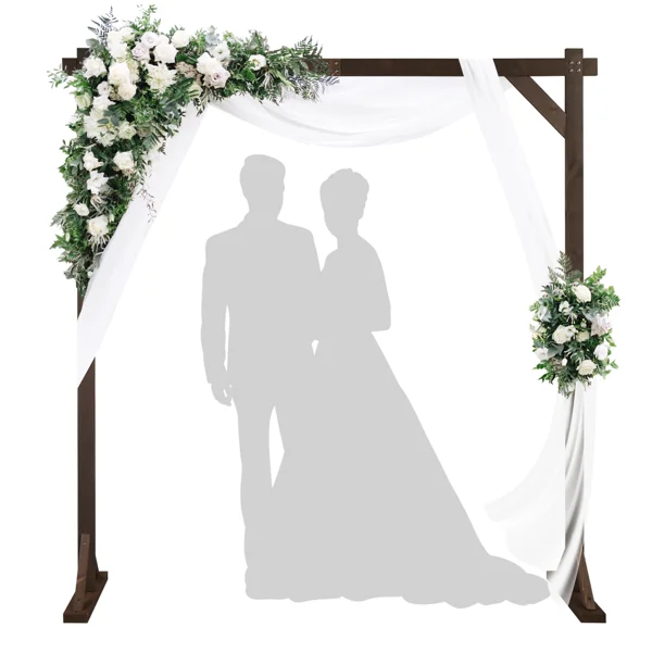 7.2FT Wooden Wedding Arch, Square Wood Arch Wedding Arbor Backdrop Stand for Indoor Outdoor Ceremony Party Proposal Scene Garden Beach Forest Rustic Boho Decoration view 2