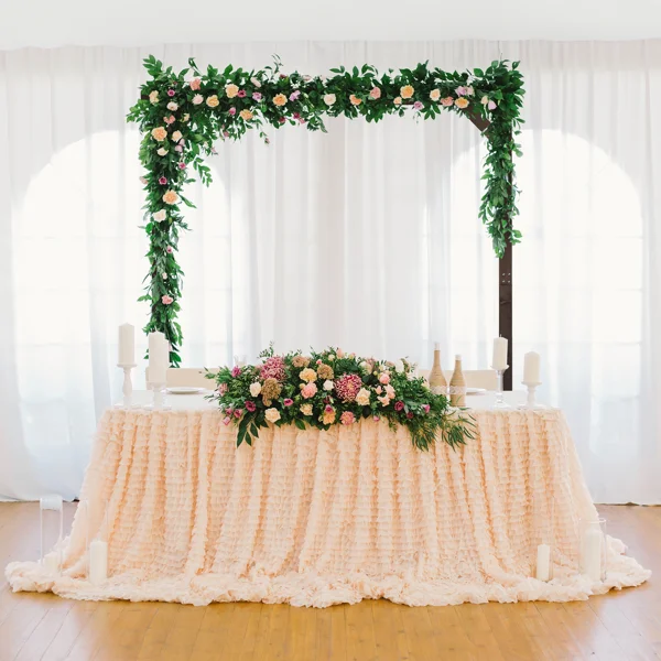 7.2FT Wooden Wedding Arch, Square Wood Arch Wedding Arbor Backdrop Stand for Indoor Outdoor Ceremony Party Proposal Scene Garden Beach Forest Rustic Boho Decoration view 3