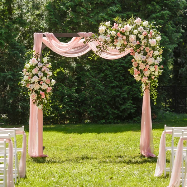 7.2FT Wooden Wedding Arch, Square Wood Arch Wedding Arbor Backdrop Stand for Indoor Outdoor Ceremony Party Proposal Scene Garden Beach Forest Rustic Boho Decoration view 6