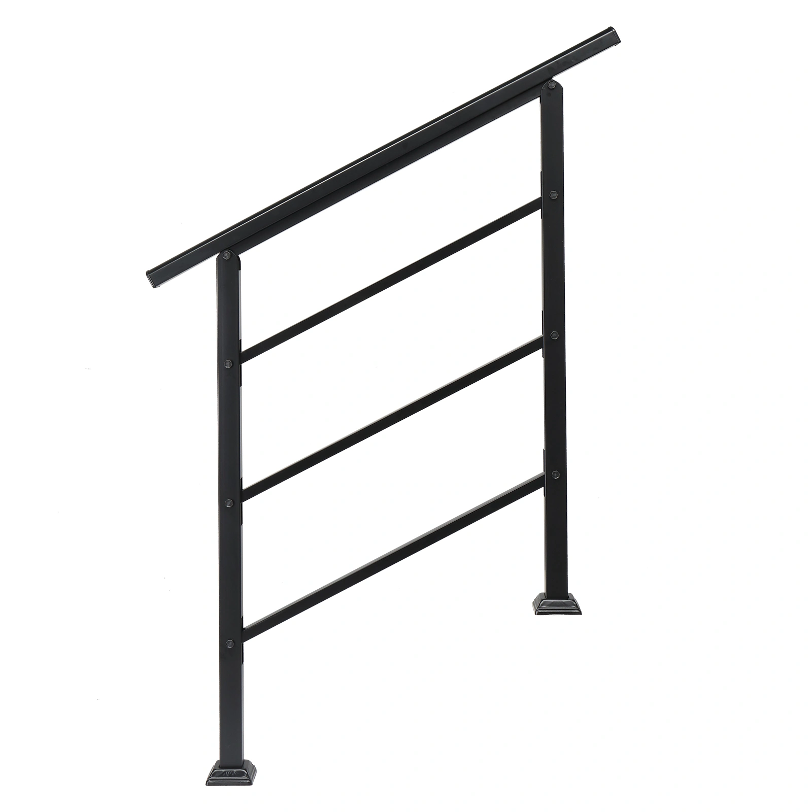 Matte Black Wrought Iron Outdoor Handrail for 1 or 3 Steps, Transitional Stair Railing with Installation Kit, Compatible 66442124 view 2