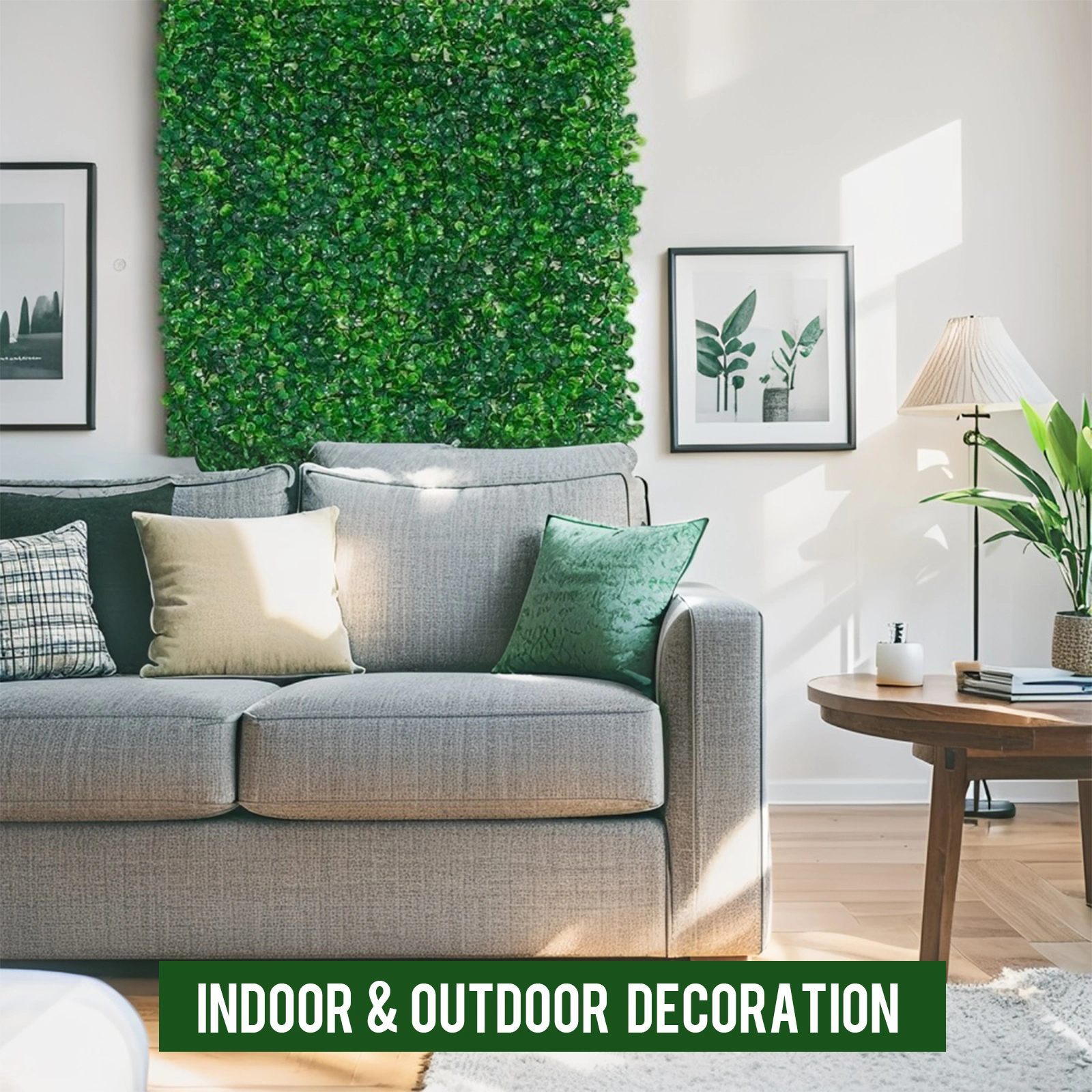 24 Pack 24x16 Inch Artificial Grass Wall Panels, Boxwood Faux Hedge Fence Panels for Outdoor Garden Yard Decor view 3
