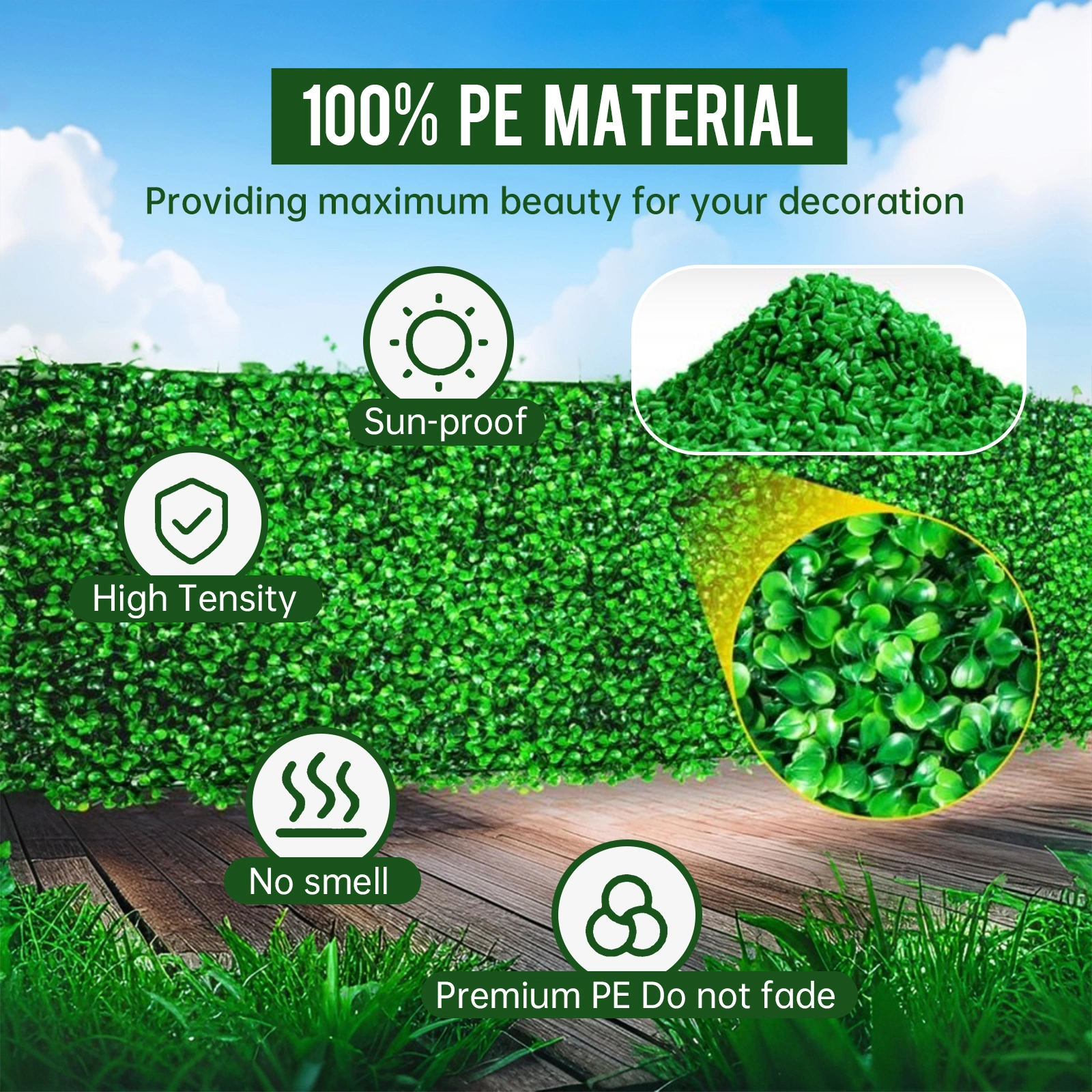 24 Pack 24x16 Inch Artificial Grass Wall Panels, Boxwood Faux Hedge Fence Panels for Outdoor Garden Yard Decor view 4