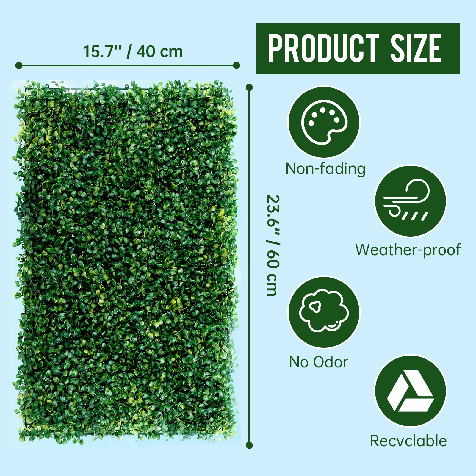 24 Pack 24x16 Inch Artificial Grass Wall Panels, Boxwood Faux Hedge Fence Panels for Outdoor Garden Yard Decor view 5