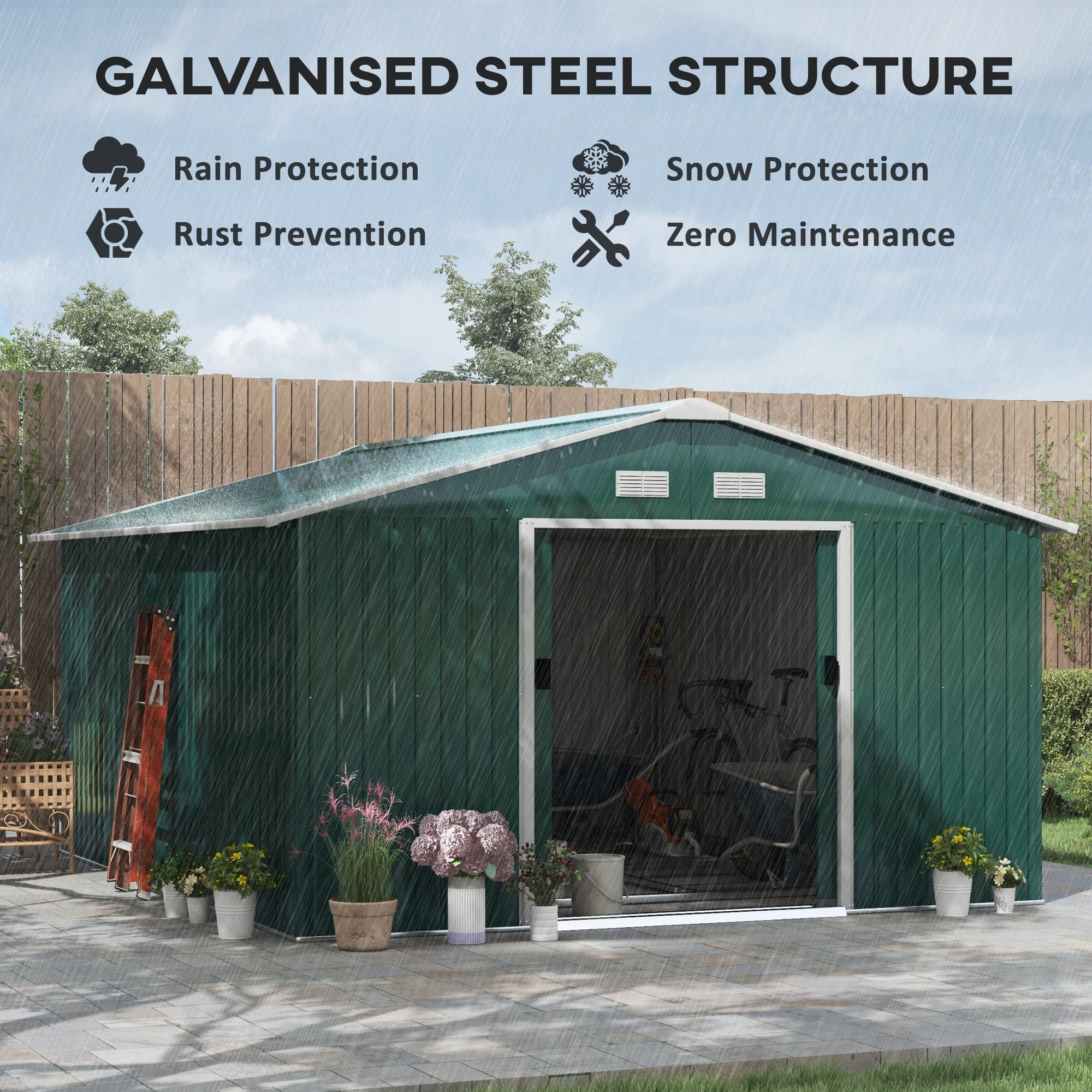 Heavy Duty Outdoor Garden Shed - Waterproof Resin Storage Shed for Yard, Garage & Patio view 3