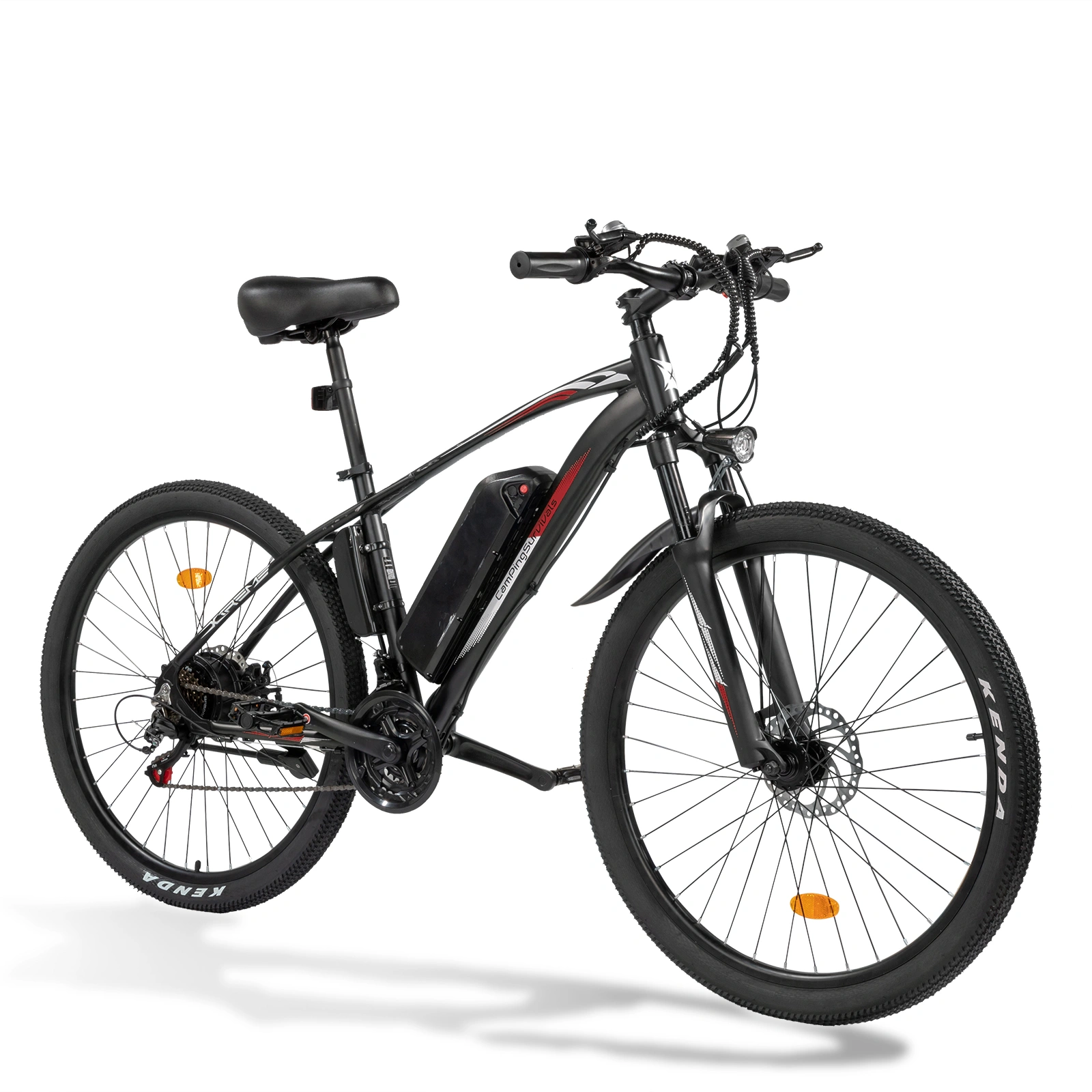 Adult Electric Mountain Bike 27.5" City E-Bike 36V 13Ah Removable Battery 7 Speed Red Black view 3
