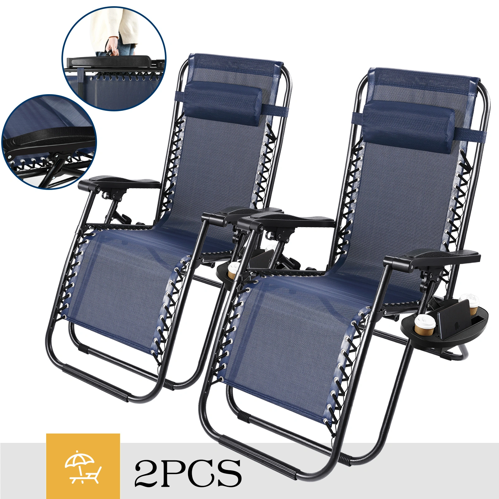 Garden Beach Chair Outdoor Folding Portable Lightweight Lounge Seat for Patio & Beach Use