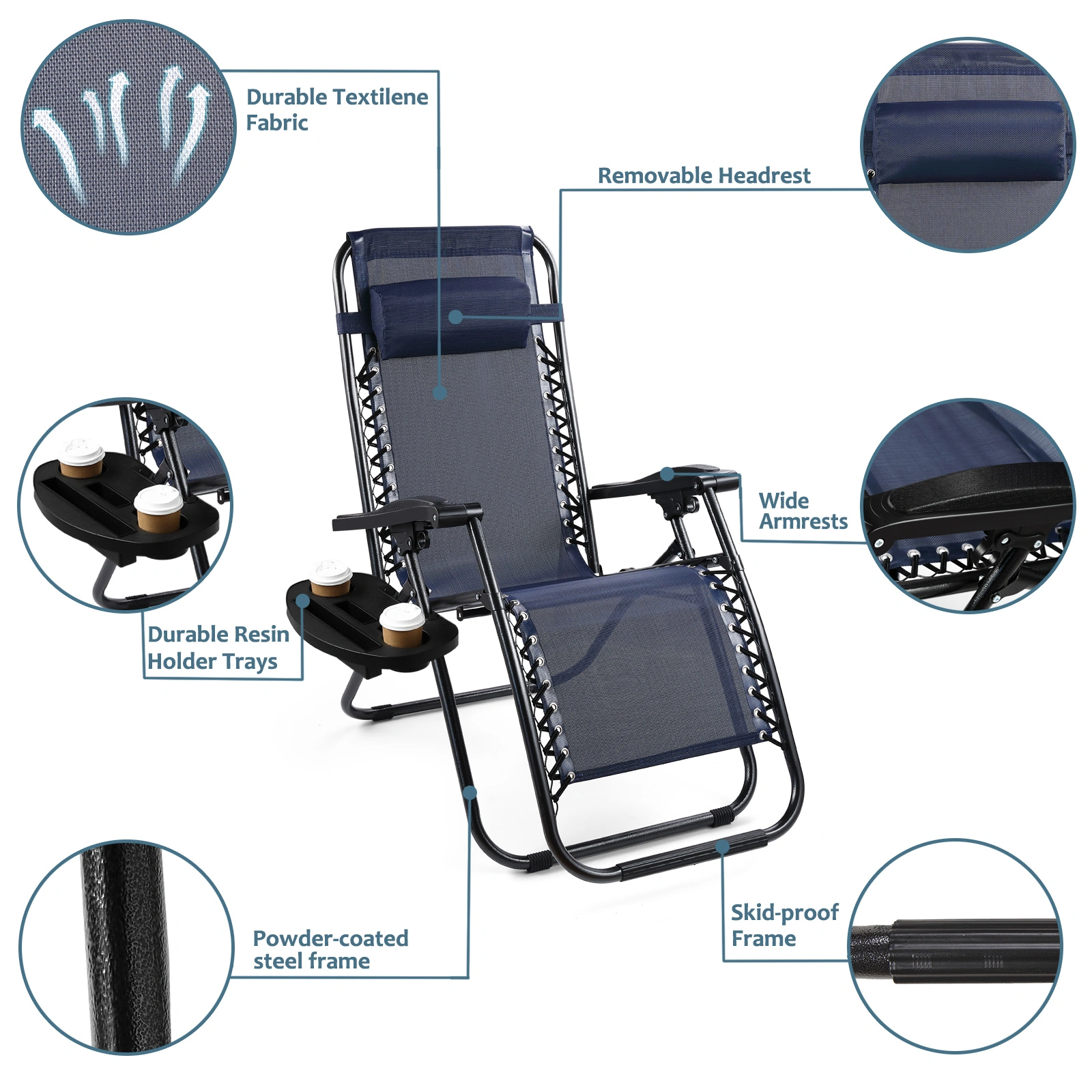 Garden Beach Chair Outdoor Folding Portable Lightweight Lounge Seat for Patio & Beach Use view 2