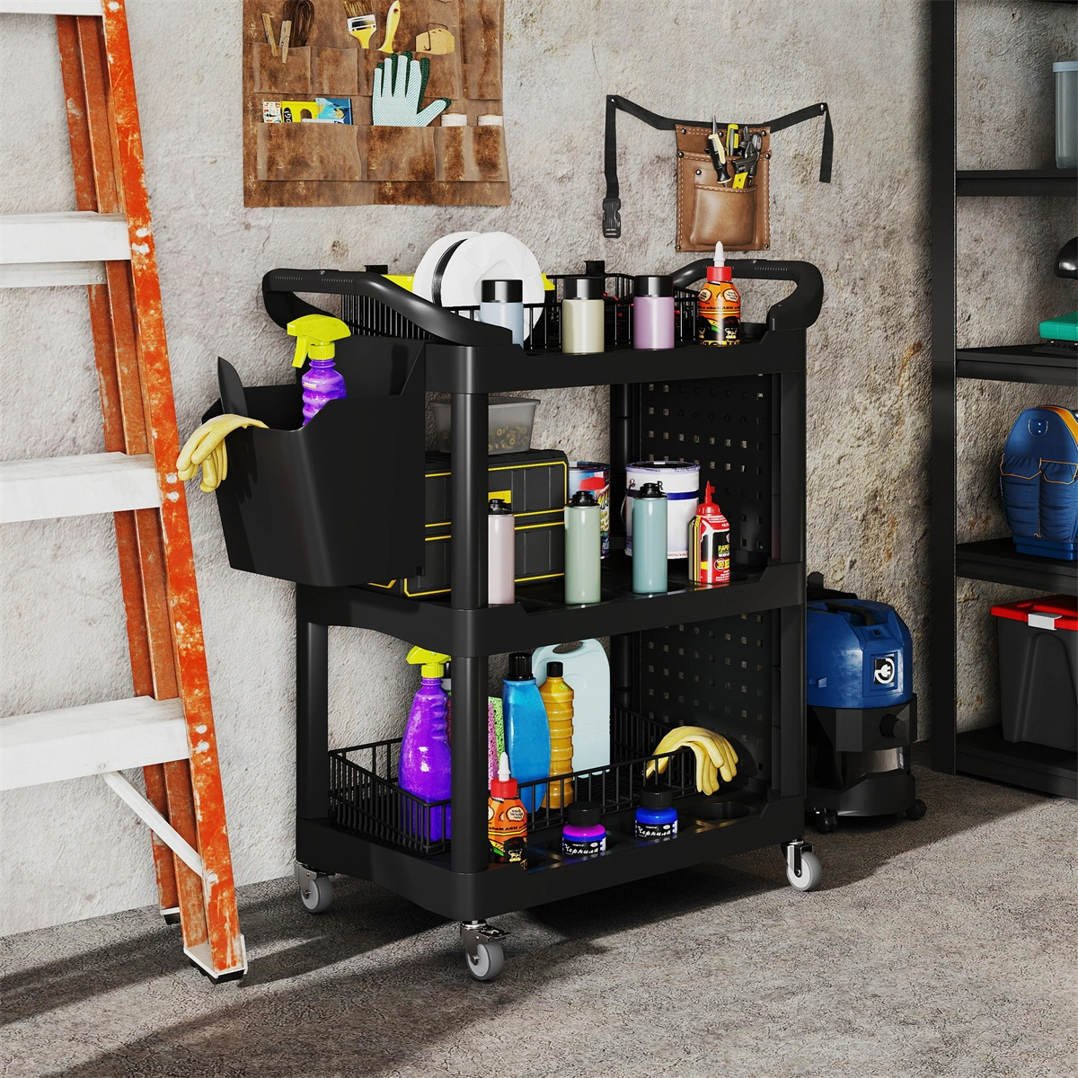 Rolling Tool Cart with Drawers, Mobile Storage Cabinet, Heavy-Duty Utility Workbench on Wheels for Garage, Workshop, DIY Projects view 11