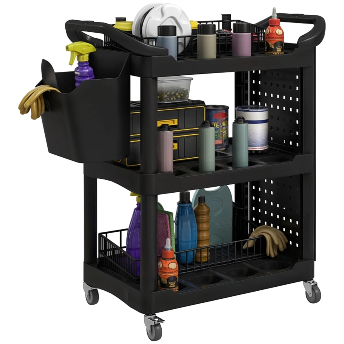 Rolling Tool Cart with Drawers, Mobile Storage Cabinet, Heavy-Duty Utility Workbench on Wheels for Garage, Workshop, DIY Projects view 4