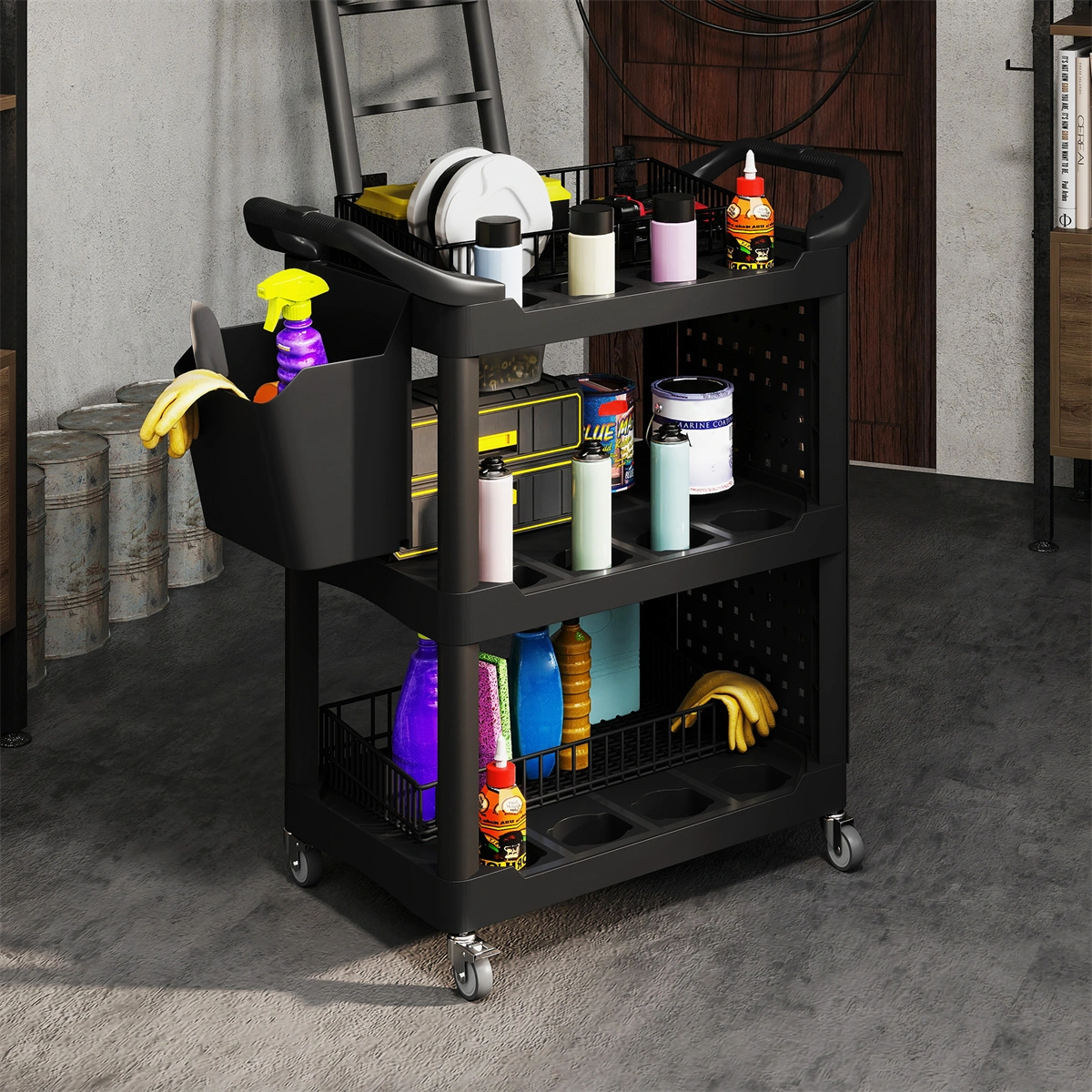 Rolling Tool Cart with Drawers, Mobile Storage Cabinet, Heavy-Duty Utility Workbench on Wheels for Garage, Workshop, DIY Projects view 8