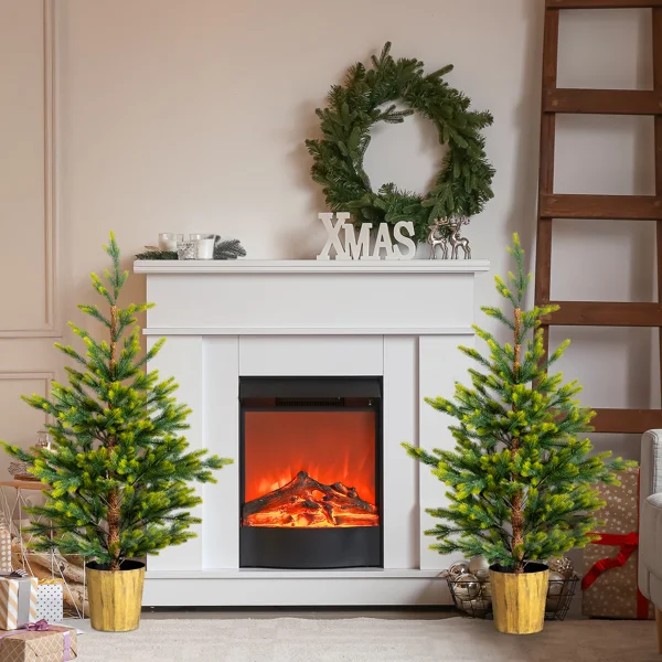 2 Pack 4 FT Dual Tone Artificial Christmas Tree with Pot Stand, Potted Xmas Pine Tree with 119 Branch Tips for Holiday Party Office Home, Green view 6