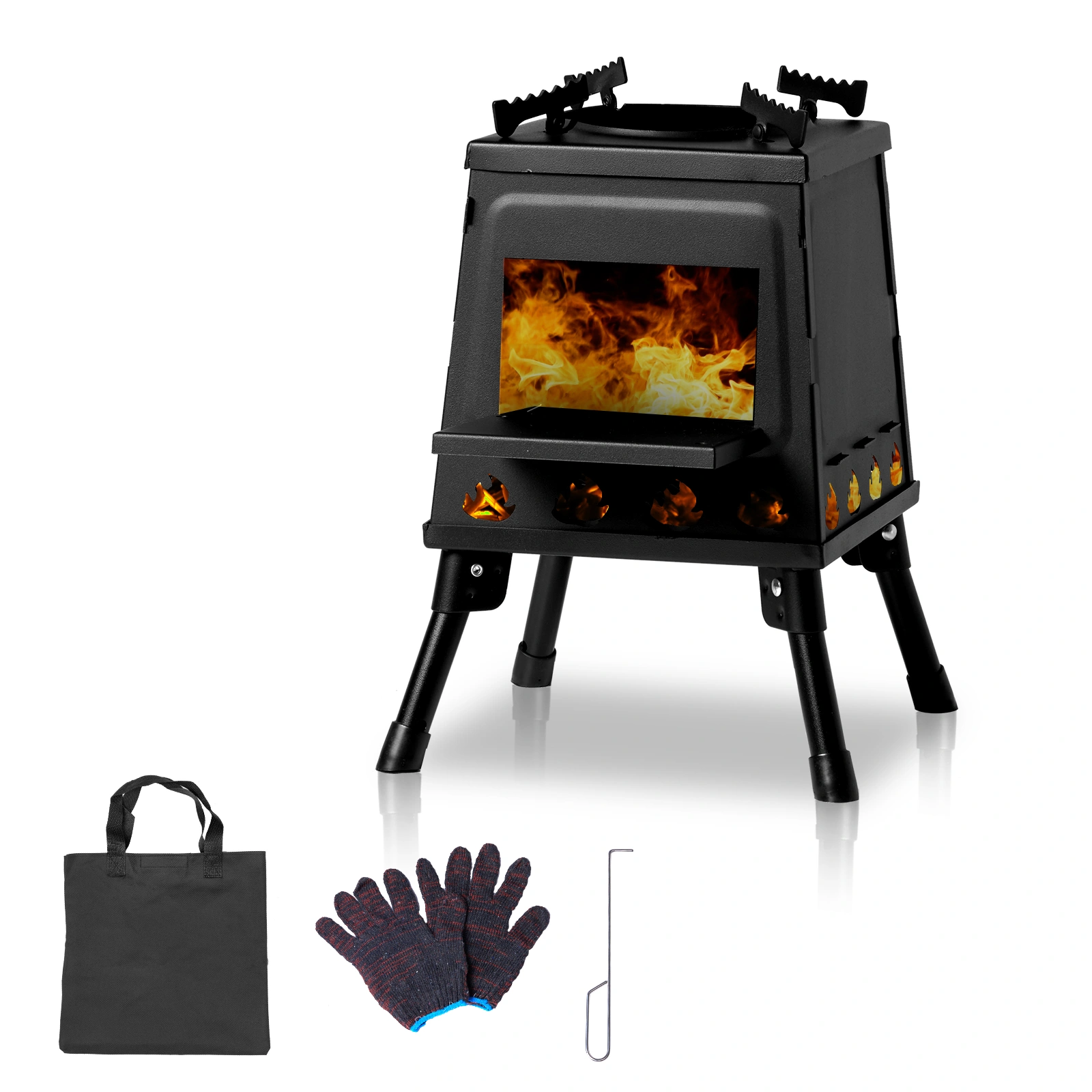 36x36x46.5cm Wooden Camping Stove Portable Outdoor Wood Burning Stove