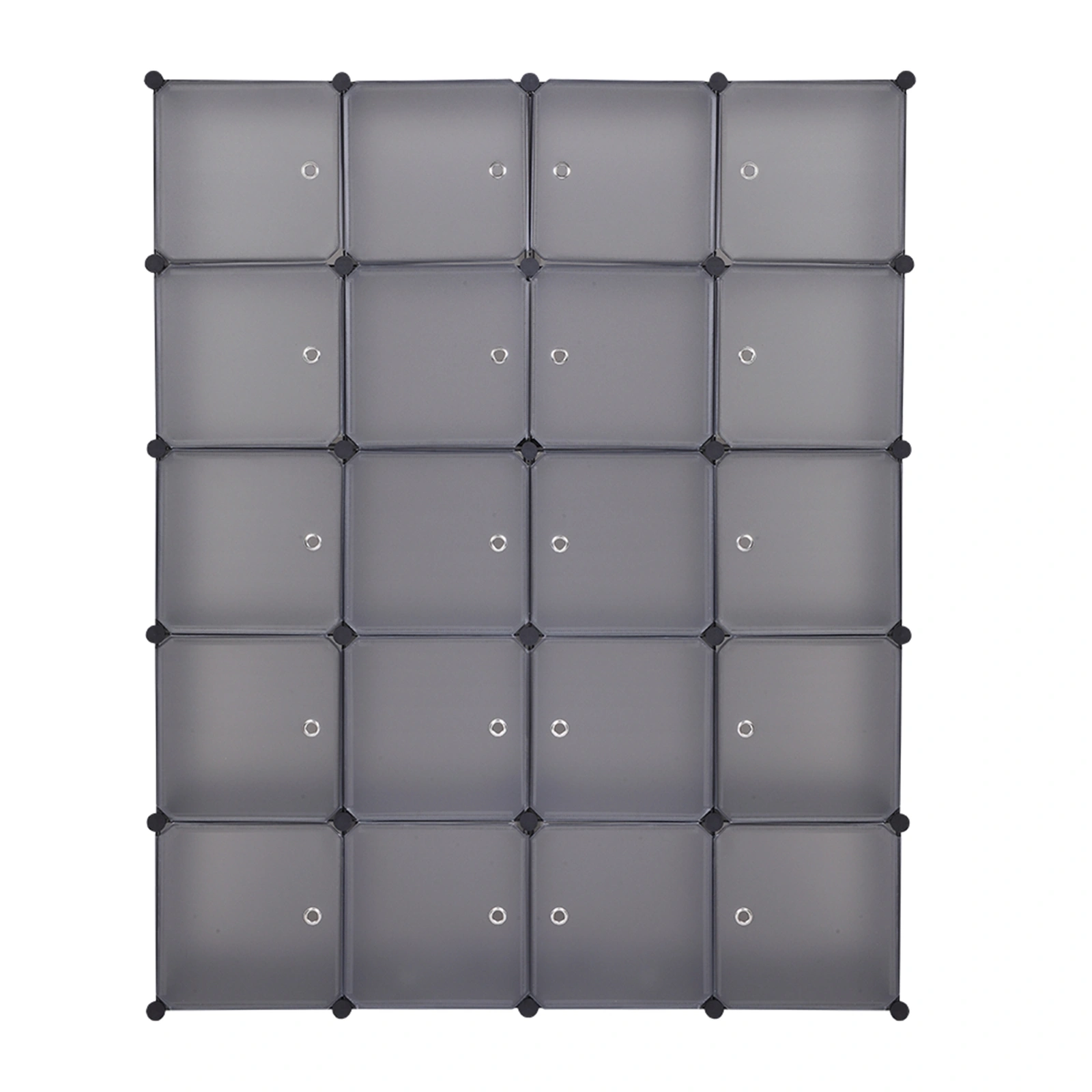 20 Cube Organizer Stackable Plastic Storage Shelves, Modular Closet Cabinet with Hanging Rod, Gray