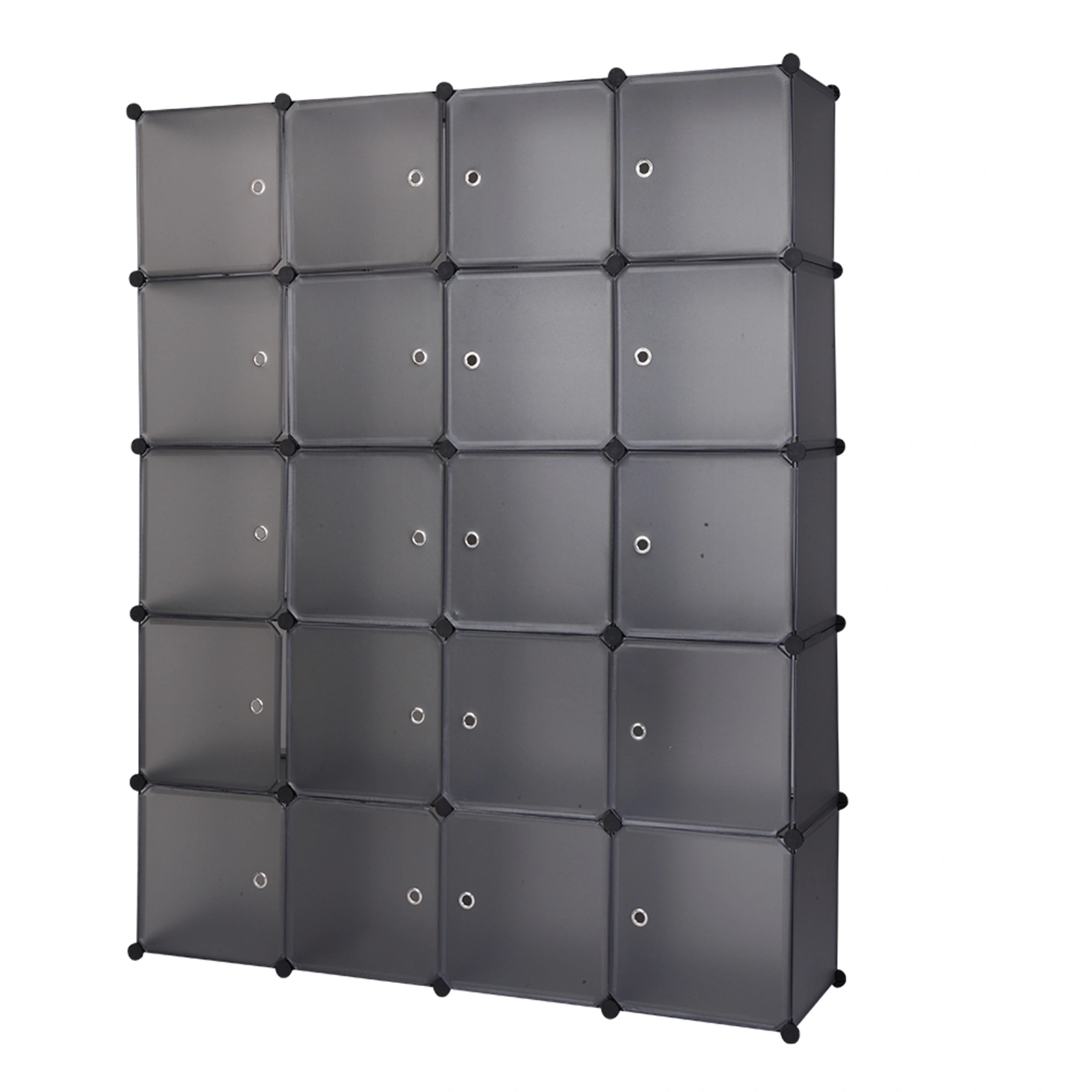 20 Cube Organizer Stackable Plastic Storage Shelves, Modular Closet Cabinet with Hanging Rod, Gray view 3