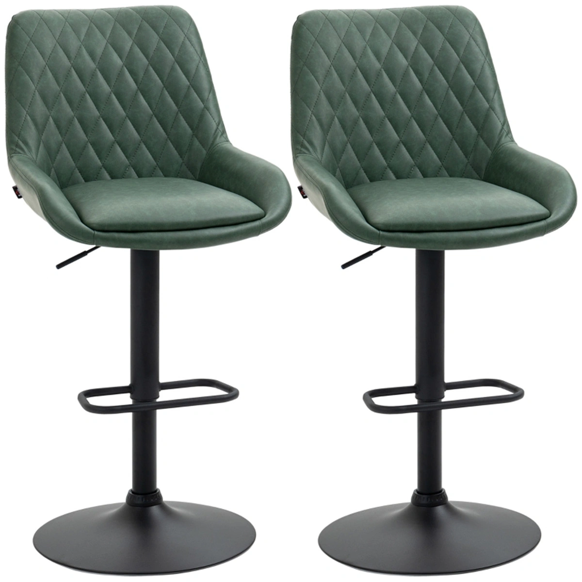 Industrial Bar Stool, Dining Chair & Office Chair, Set of 2, 30" Counter Height, Faux Leather, Wide Seat, Footrest, Rustic Brown view 3