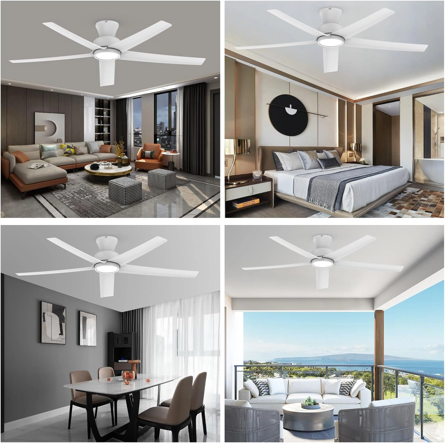 52 inch Ceiling Fans with Lights, Large Air Volume Ceiling Fans with Reversible Quiet DC Motor and Remote, 5X-W5[Unable ship on weekends, TK/TEMU only for pickup, only TX10643 warehouse supports GOFO] view 9