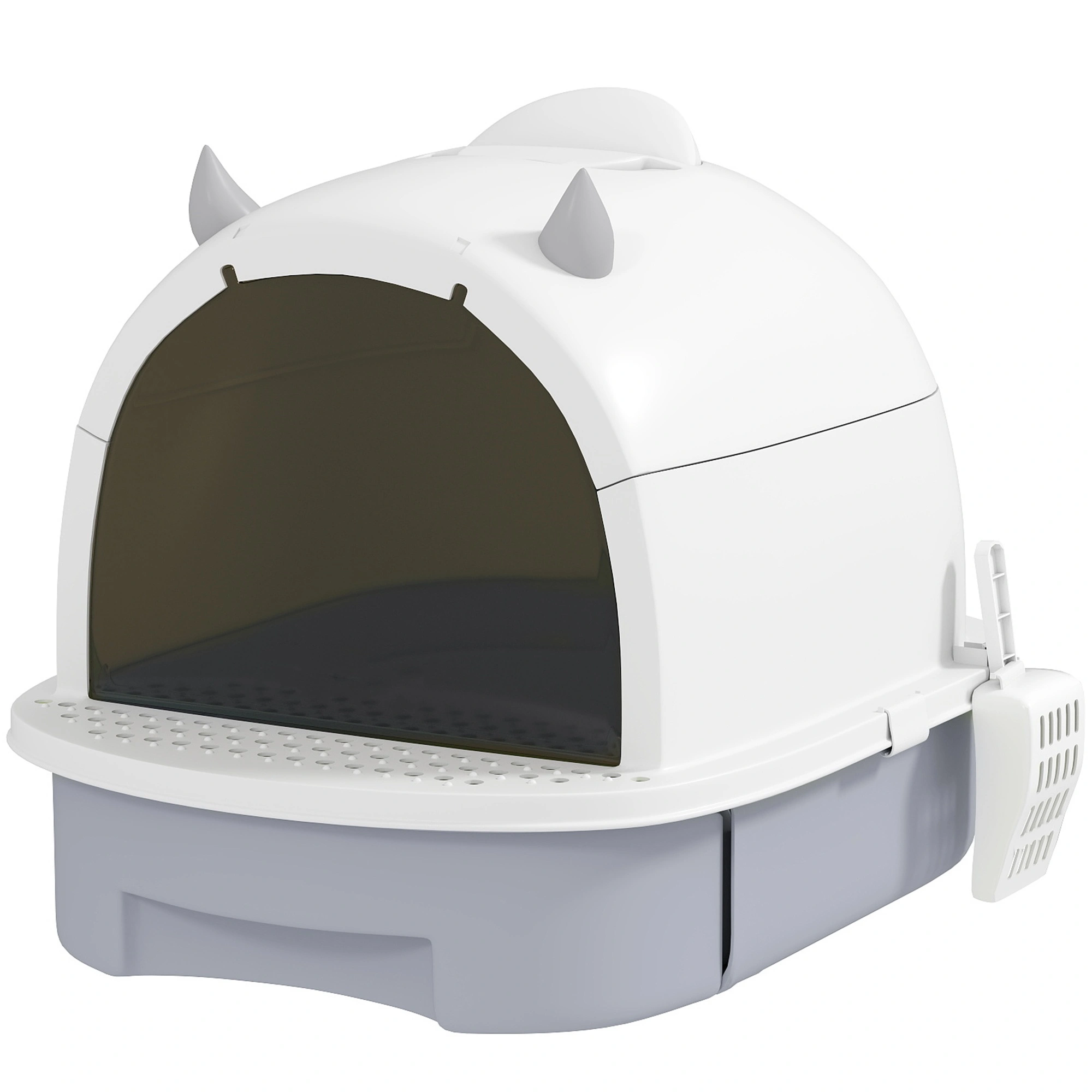 Modern Cat Litter Box Enclosure - Hooded Litter Box with Side Storage, Odor Containment Design, Easy Clean Pet Litter Box Cover