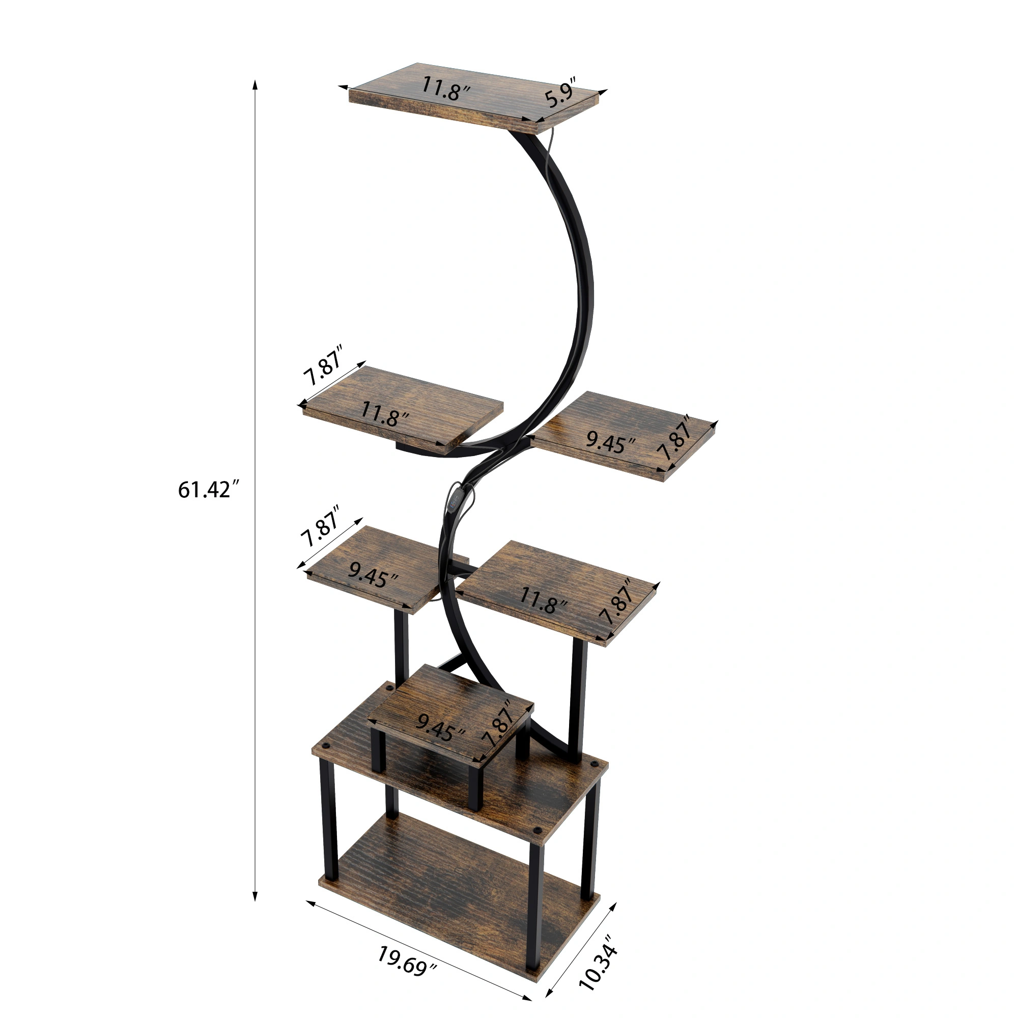 8-Tier Plant Stand with 5 Grow Lights, 10-Level Dimming, Thickened 0.8mm Steel Pipe for Indoor Living Room Garden Home view 2
