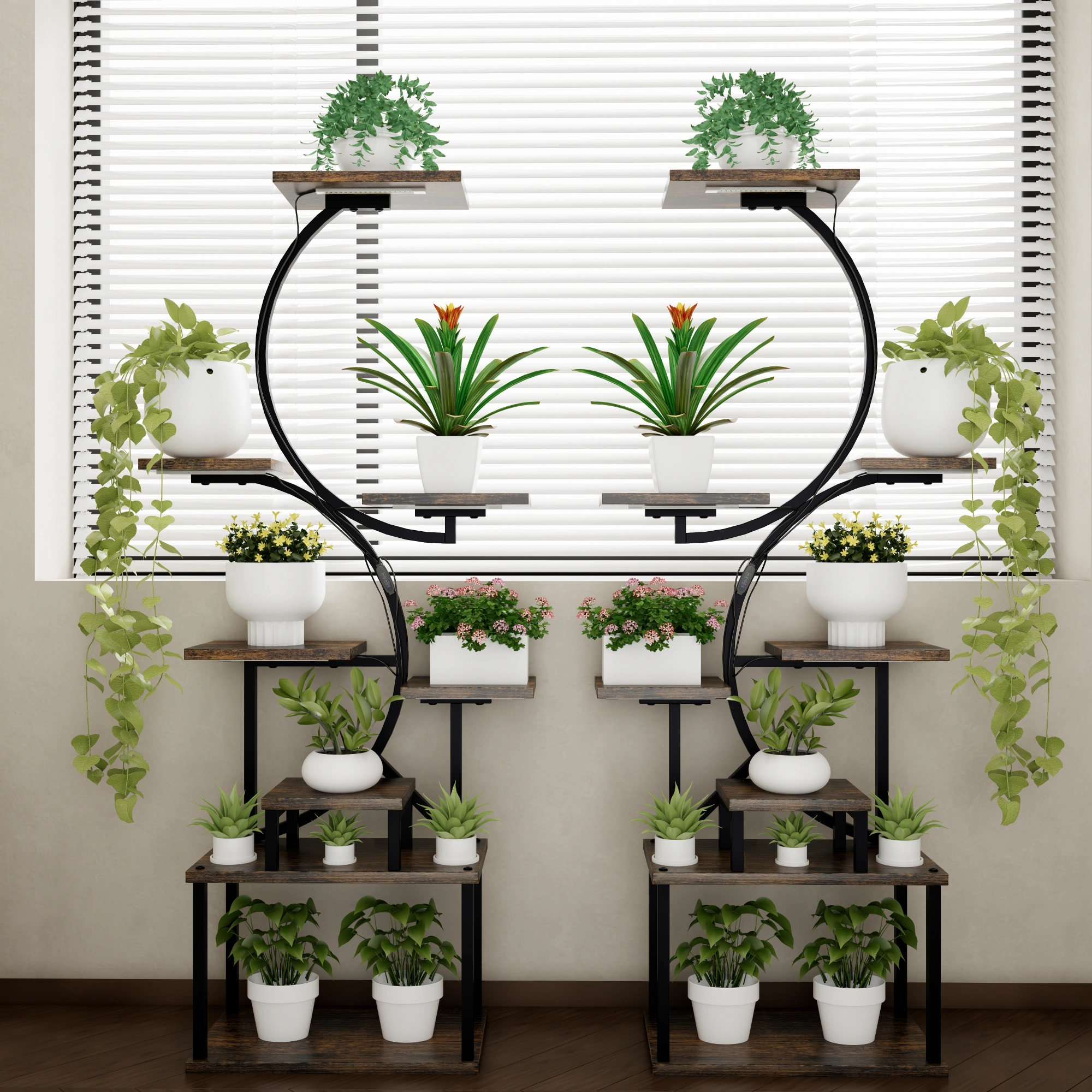 8-Tier Plant Stand with 5 Grow Lights, 10-Level Dimming, Thickened 0.8mm Steel Pipe for Indoor Living Room Garden Home view 20