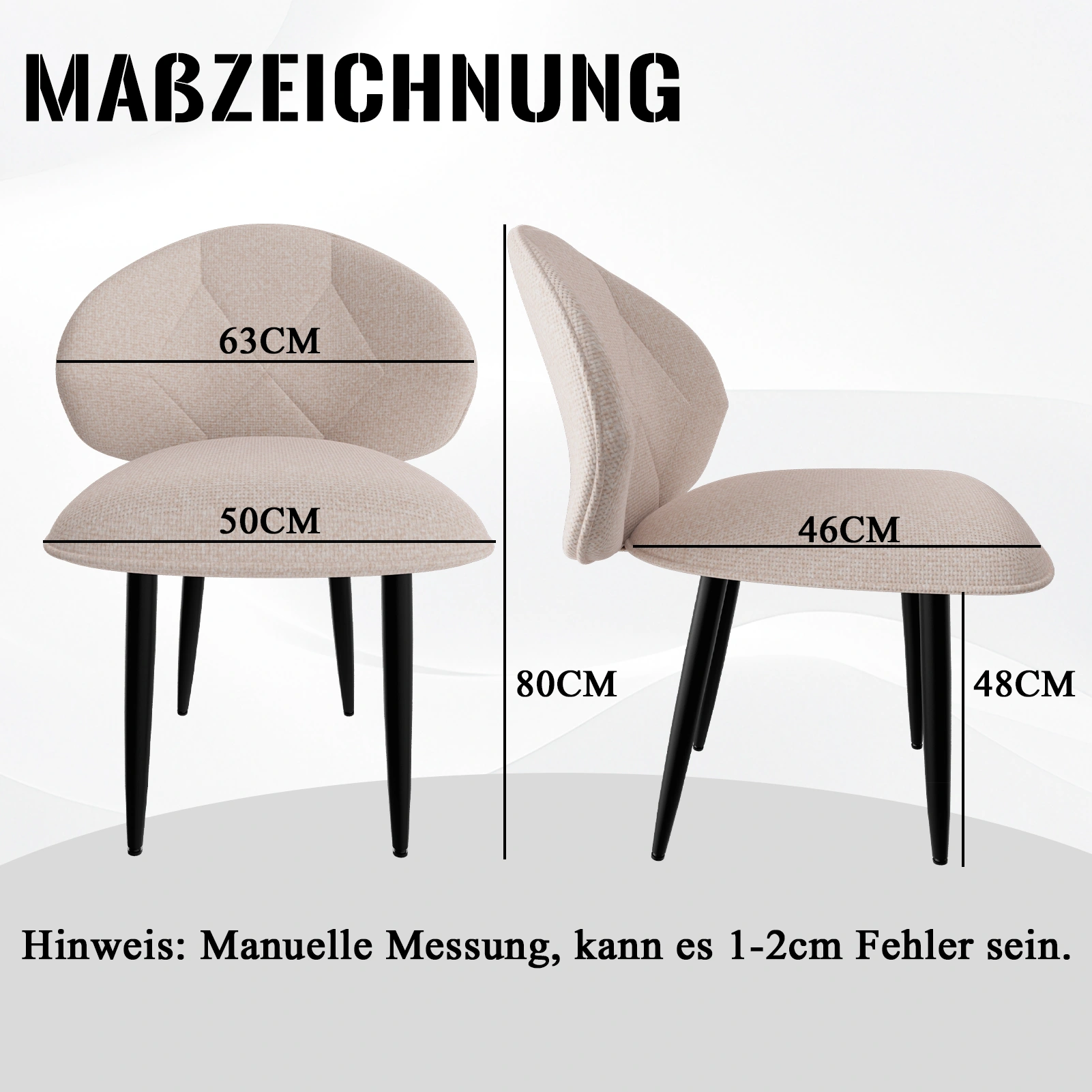 4 Pack Upholstered Dining Chairs Set, Modern Padded Dining Room Chairs with Wide Backrest, Comfortable Kitchen Chairs with Metal Legs, Gray view 2