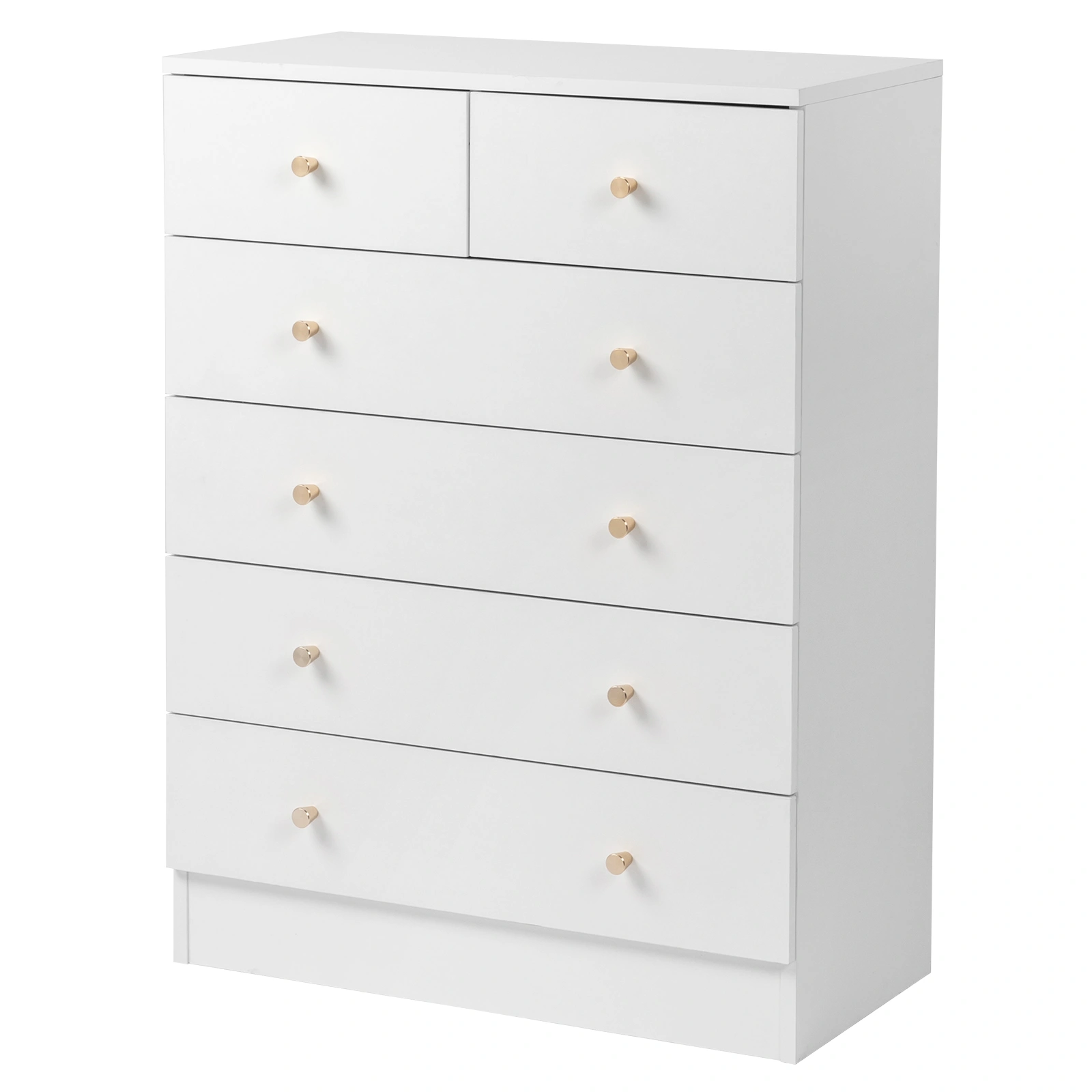 Modern 6-Drawer Dresser Cabinet, Simple White Bedroom Storage Console with Smooth Glide Drawers view 6