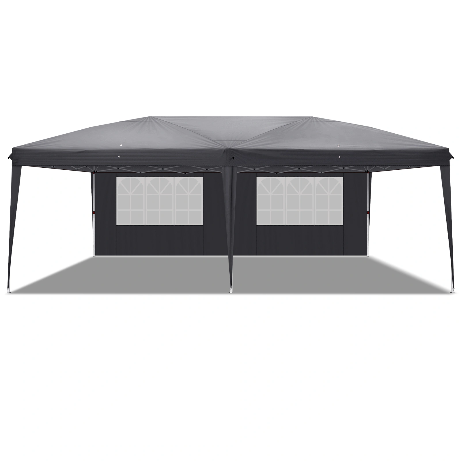 10'x20' Pop Up Canopy Tent, 210D Oxford Instant Gazebo w/ 6 Removable Sidewalls & 4 Windows, Powder Coated Iron Frame, Carry Bag, Dark Gray for Outdoor Patio Wedding Party Shelter view 5