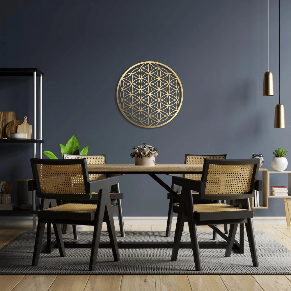 CIFbuy One-piece Flower of Life Metal Wall Decoration. Bedroom Wall Ornament. Living Room Wall Adornment. Lotus Wall Artwork. Couch Above Decor. Floral Wall. view 2