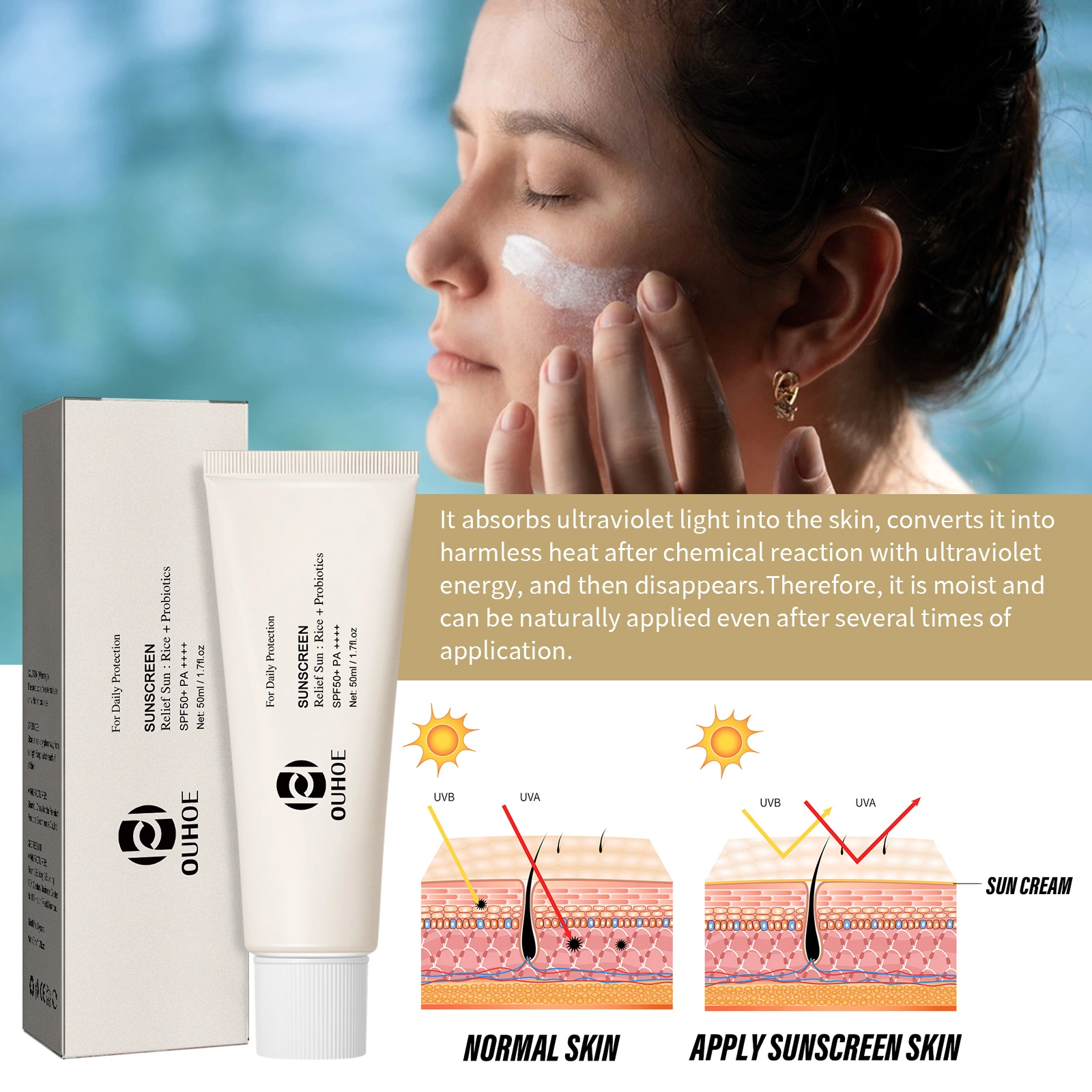 Rice Probiotic Sunscreen SPF 50+ Broad Spectrum UV Protection Moisturizing Cream view 3