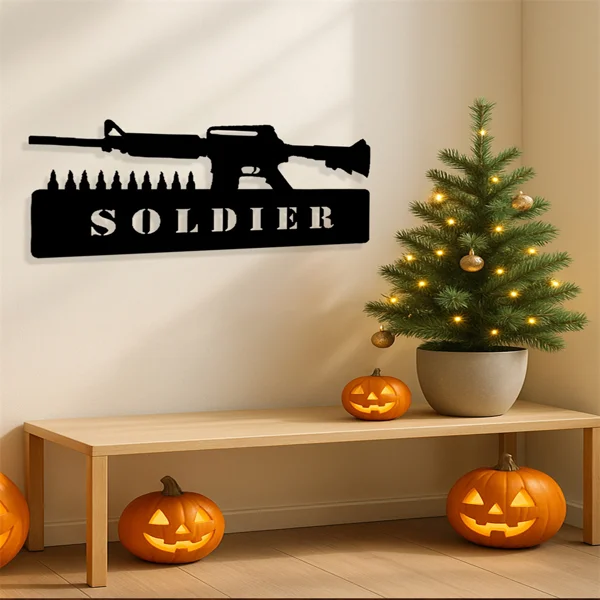 CIFbuy Vintage Patriotic Soldier iron Sign American Military Wall Decor for Home Bar Garage (TikTok, temu pick-up service) view 3