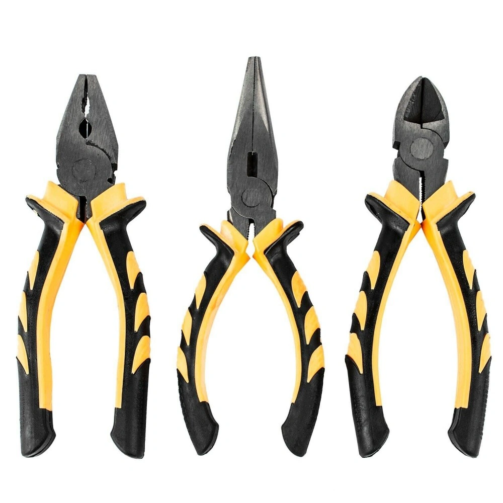 3 Piece Heavy Duty Combination Pliers Set Soft Grip Snips Steel Tool Kit