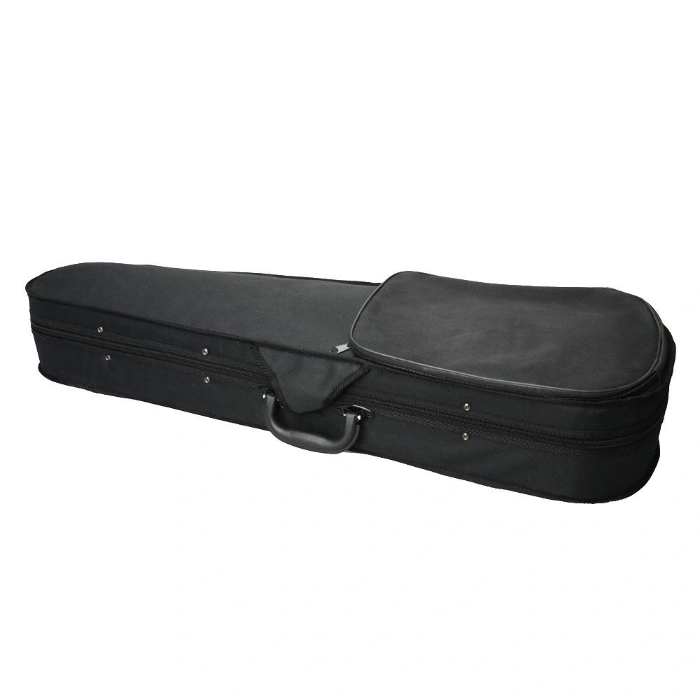 Durable Cloth Fluff Triangle Shape Case with Silver Gray Lining for 4/4 Violin Black view 2
