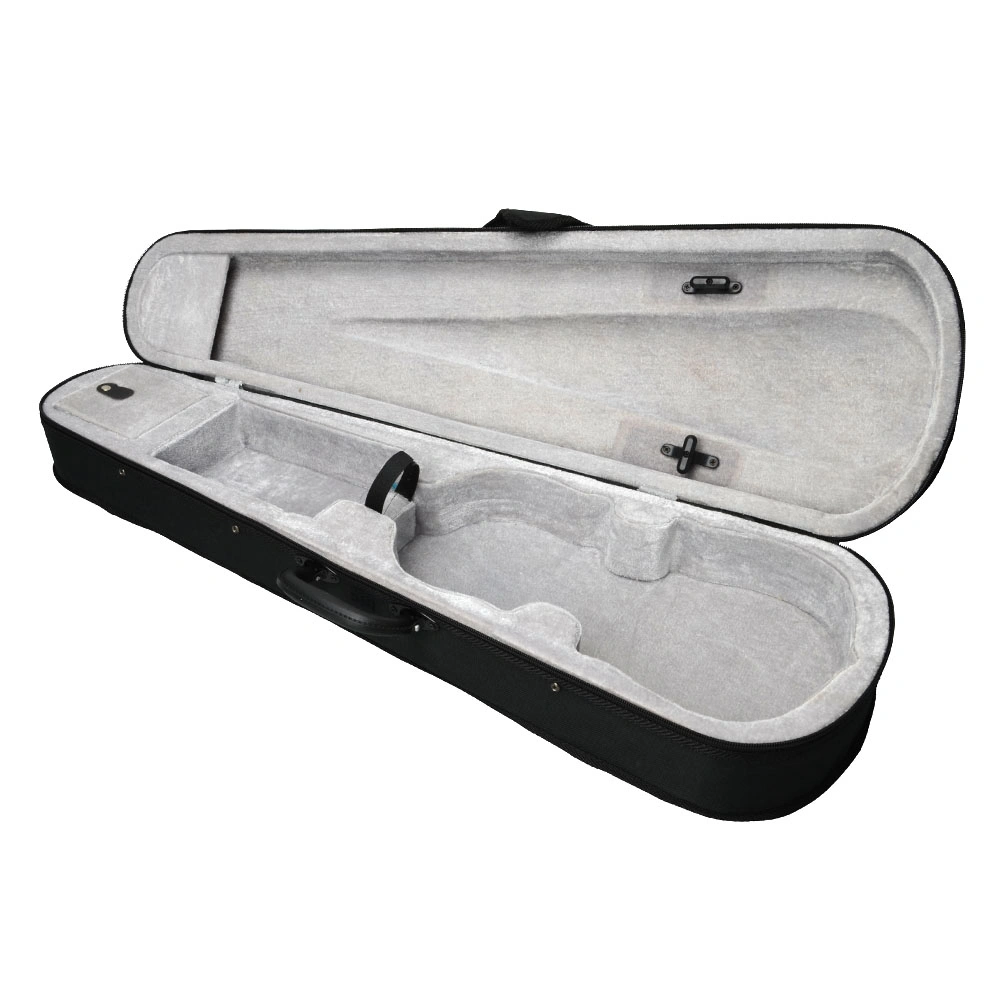 Durable Cloth Fluff Triangle Shape Case with Silver Gray Lining for 4/4 Violin Black view 4