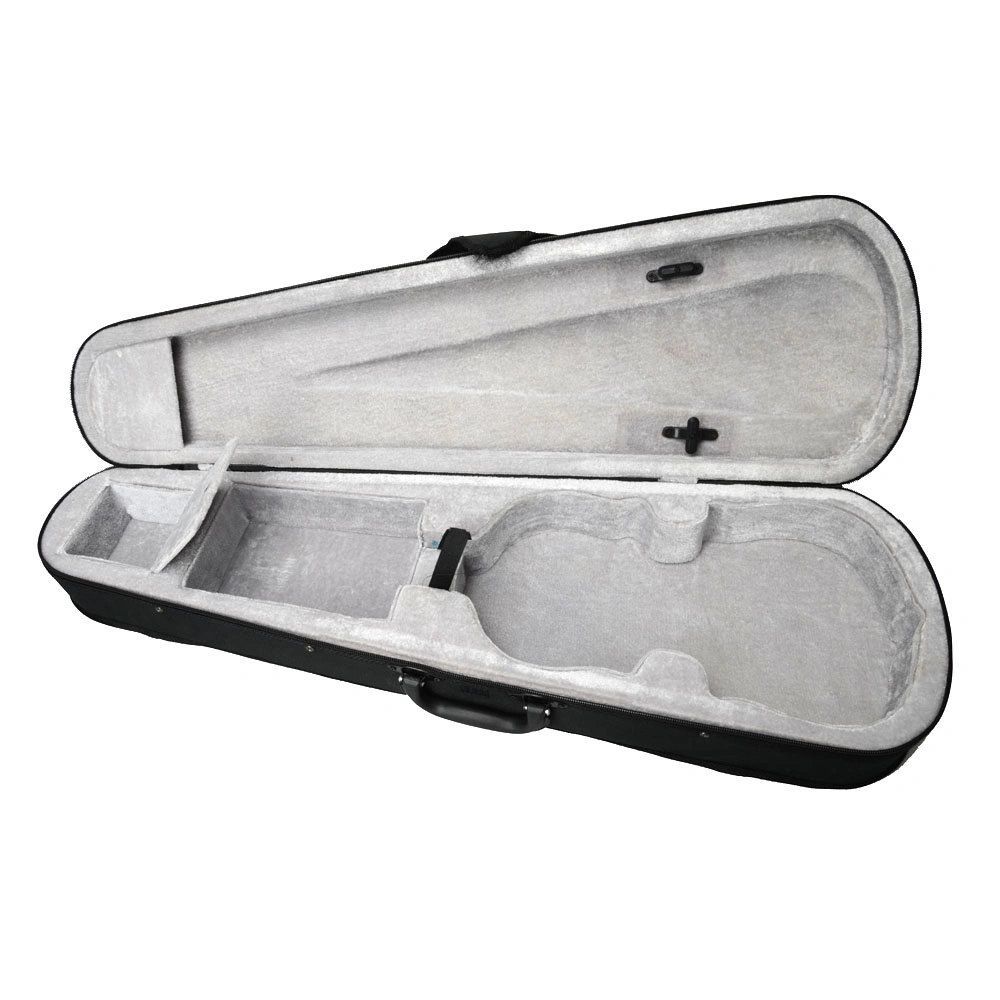 Durable Cloth Fluff Triangle Shape Case with Silver Gray Lining for 4/4 Violin Black view 5