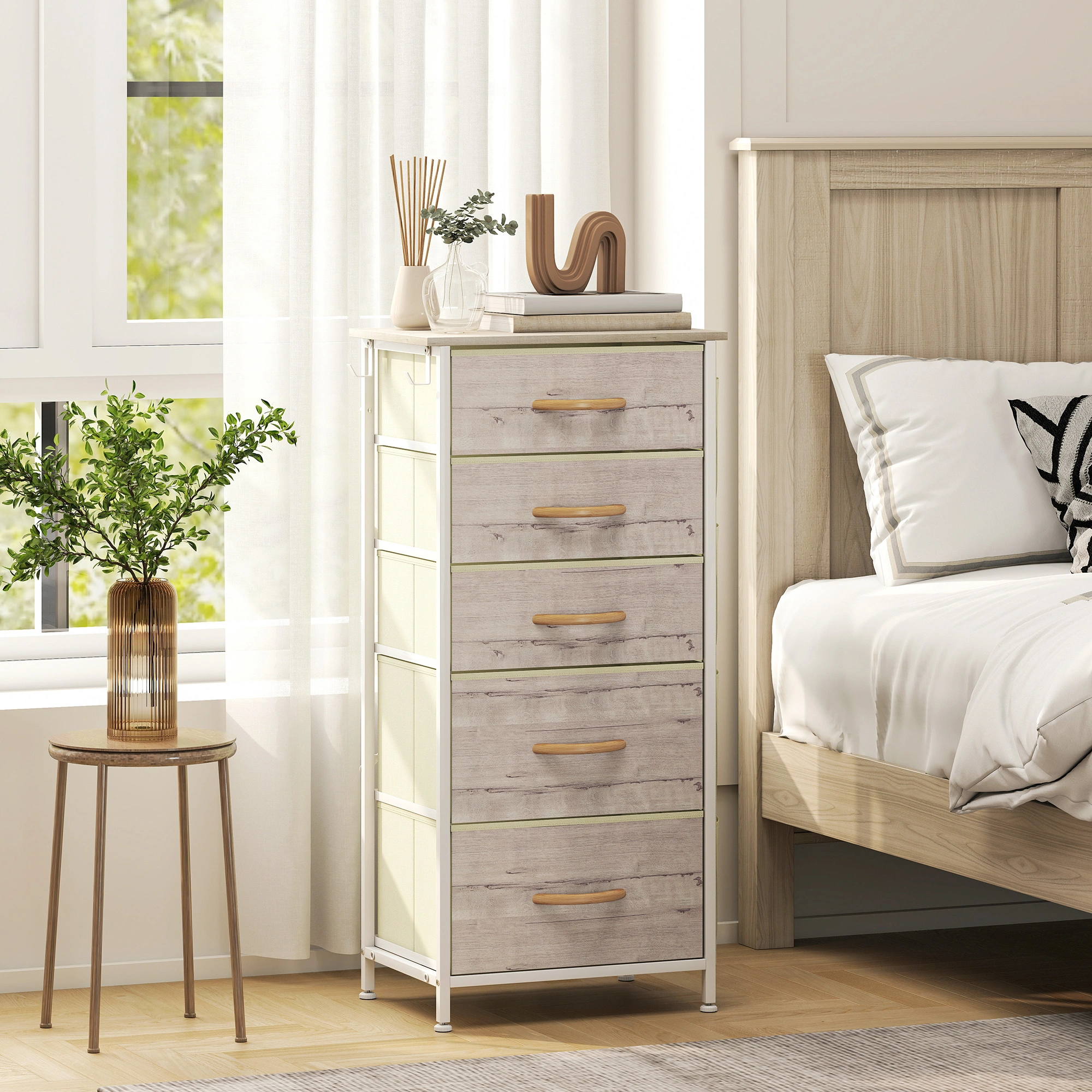 Wooden Chest of Drawers Storage Cabinet, Spacious Multi-Drawer Organizer for Bedroom Hallway Entryway
