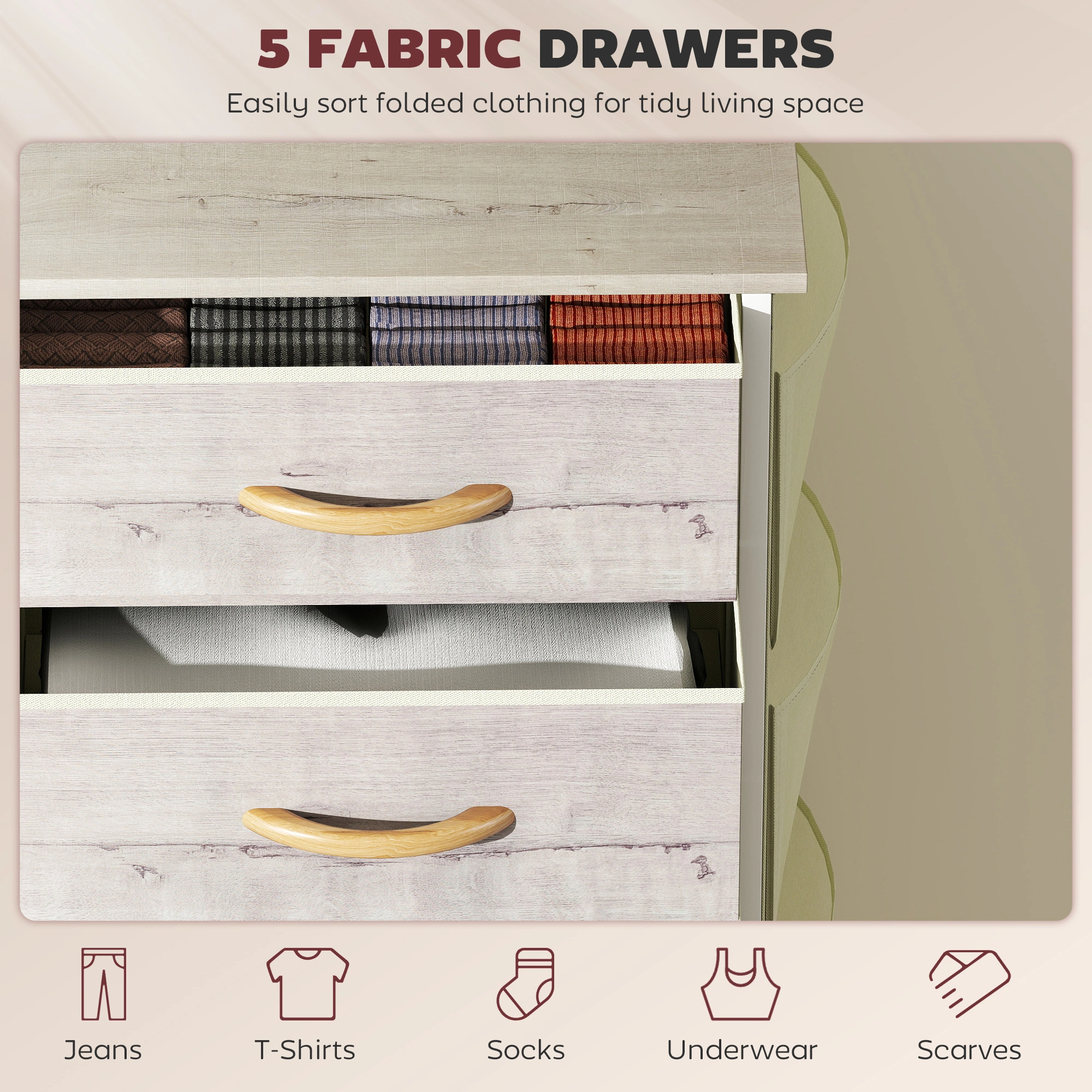 Wooden Chest of Drawers Storage Cabinet, Spacious Multi-Drawer Organizer for Bedroom Hallway Entryway view 4