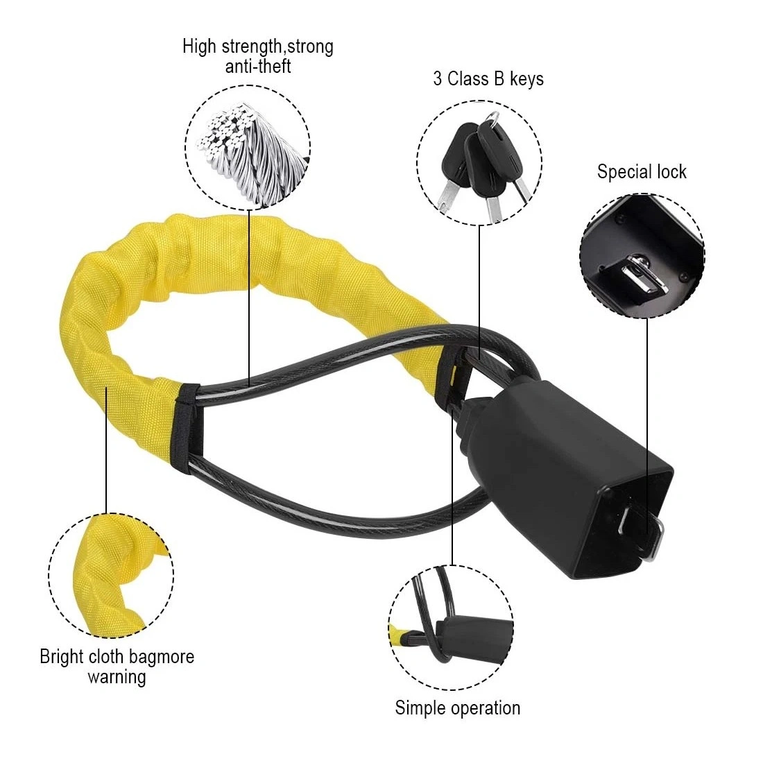 Heavy Duty Steering Wheel Lock Anti-Theft Car Security Device Seat Belt Lock with LED Light Alarm view 5