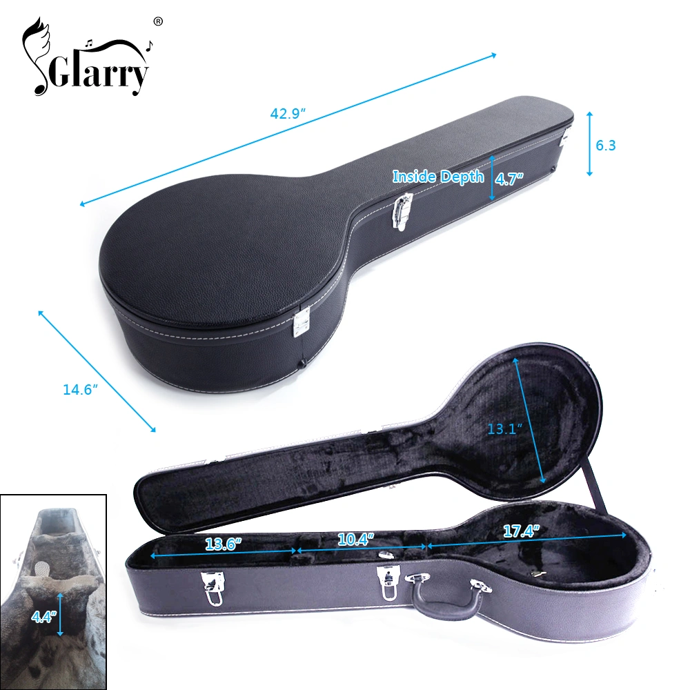 5-String 6-String Microgroove Pattern Leather Wood Banjos Case Black view 17